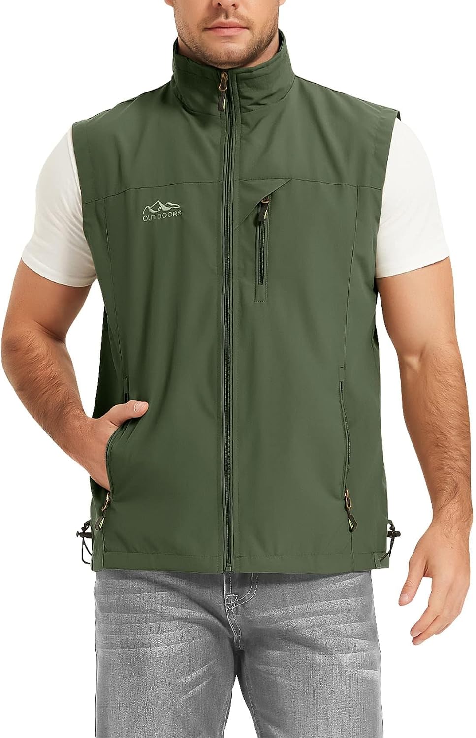 Flygo Mens Lightweight Casual Vest Summer Outdoor Sleeveless Travel Hiking Fishing Work Vest Outerwear with Multi Pockets