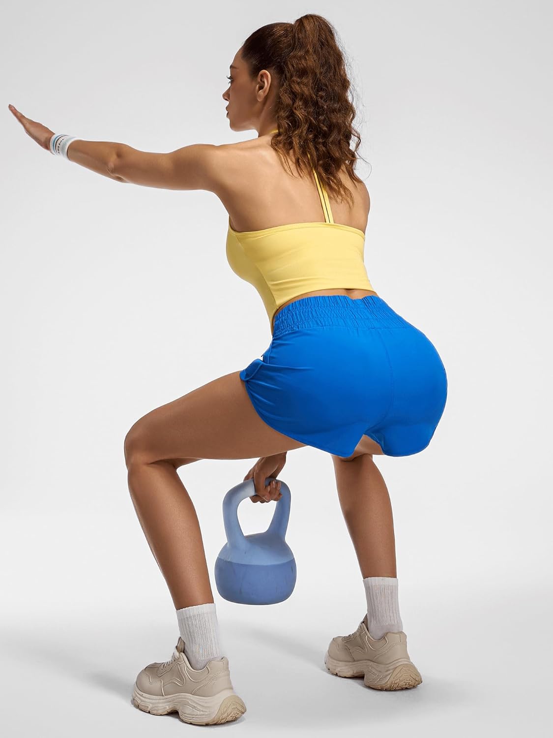 MCEDAR Womens High Waisted Running Shorts Elastic Mesh Liner Dolphin Athletic Gym Workout Shorts with Zipper Pocket - Image 6