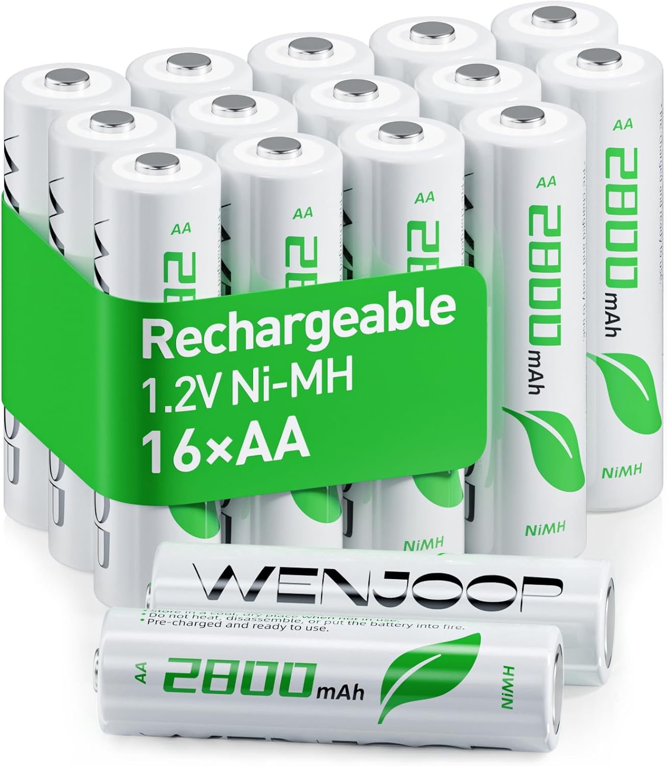 Product image of AA Rechargeable Batteries 16 Pack, 2800mAh NiMH 1.2V, Low Self-Discharge, Long-Lasting Double A for Toys, Gaming Controllers, Flashlights & Household Devices