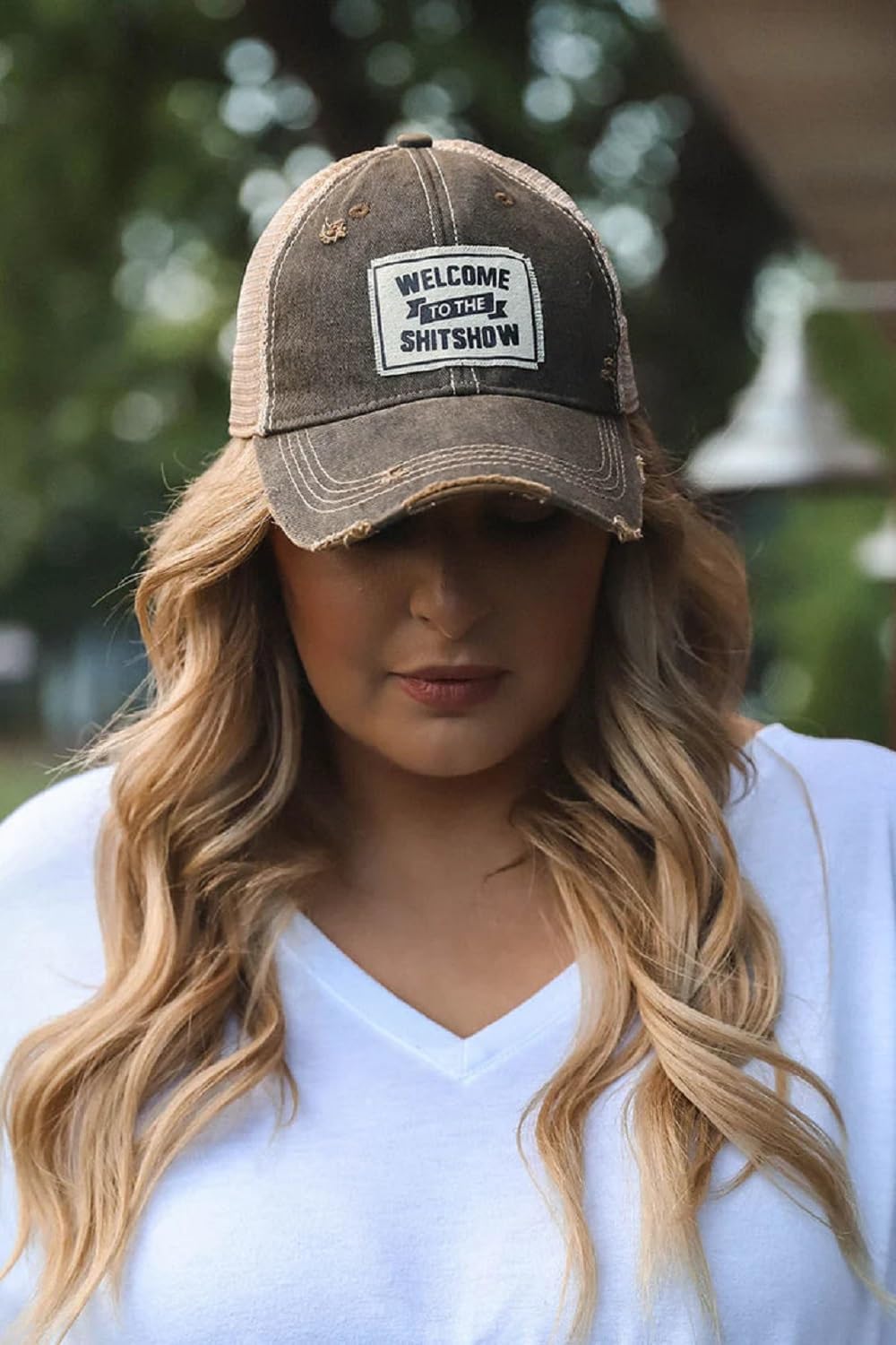 VINTAGE LIFE Distressed Baseball Caps Funny Trucker Hats with Sayings, Unisex (Welcome to The Shit Show, Black