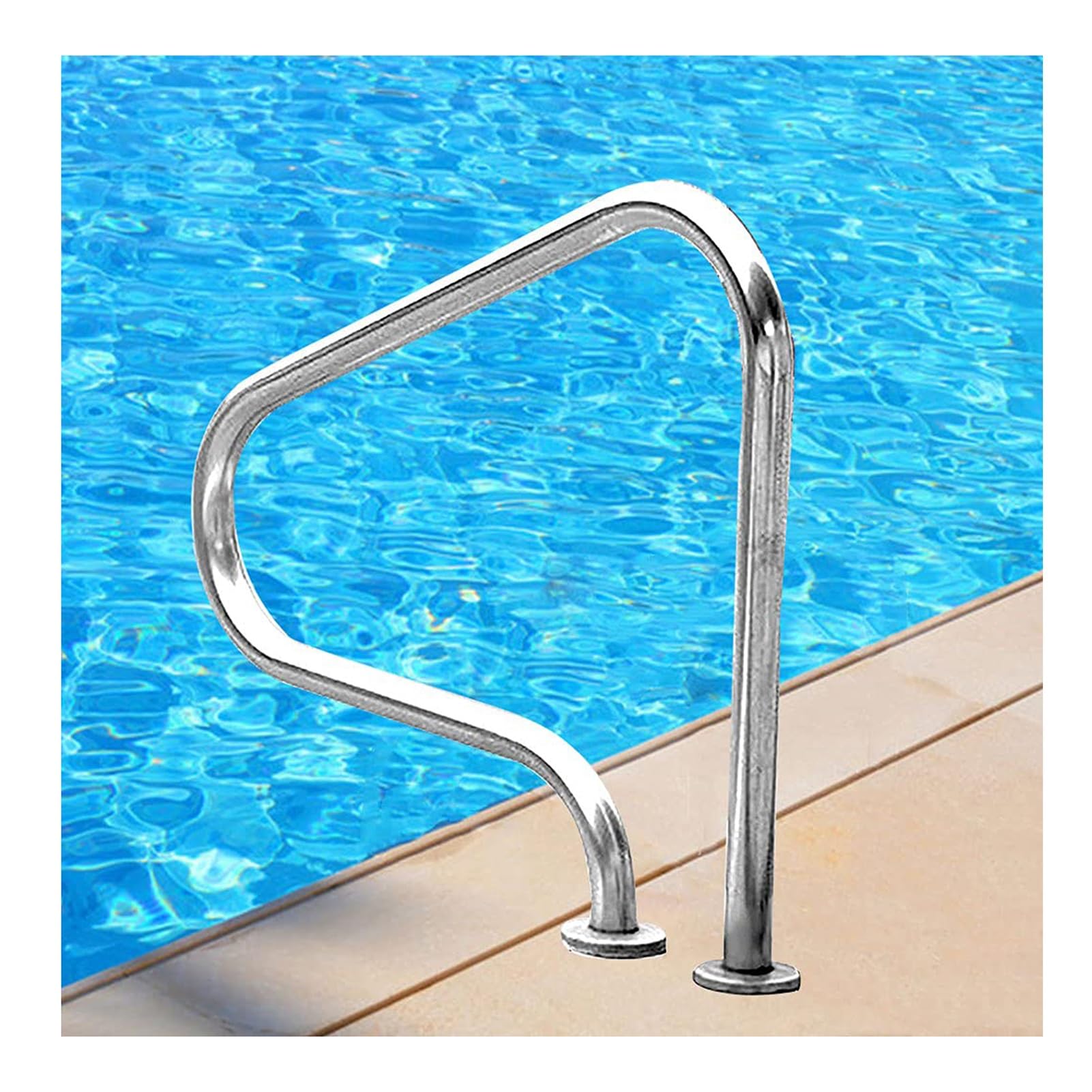 TYYCKJ Pool Handrails, 31.5 X 31.5in Stainless Steel Railings, 330 Lb Load Capacity, Suitable for Water Parks and Exit Steps