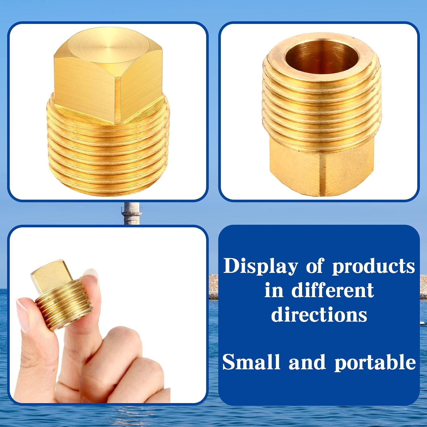 Lounsweer 6 Pcs 1/2" NPT Boat Plugs Solid Brass Drain Plugs Flare Tube Fitting Spare Garboard Drain Kit for Most Boats Hulls Parts
