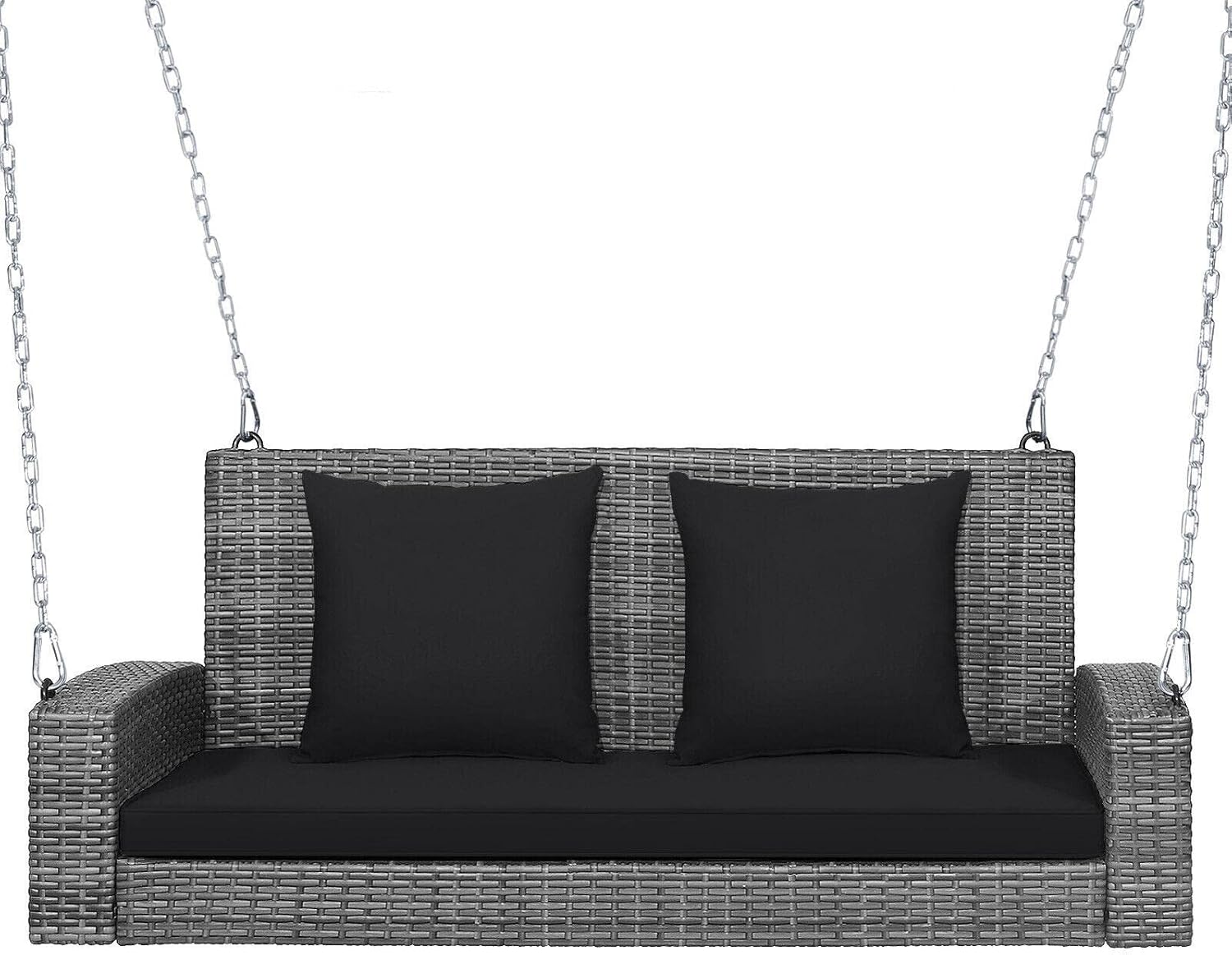 2Person Patio PE Wicker Hanging Porch Swing Bench Chair