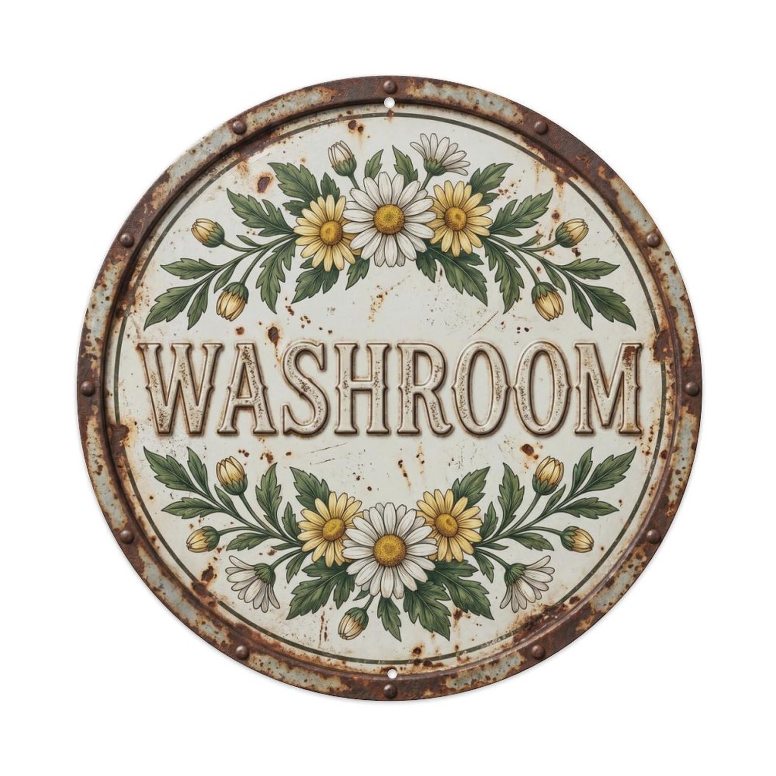 Botanical Floral Room Label Washroom Daisy Metal Tin Sign