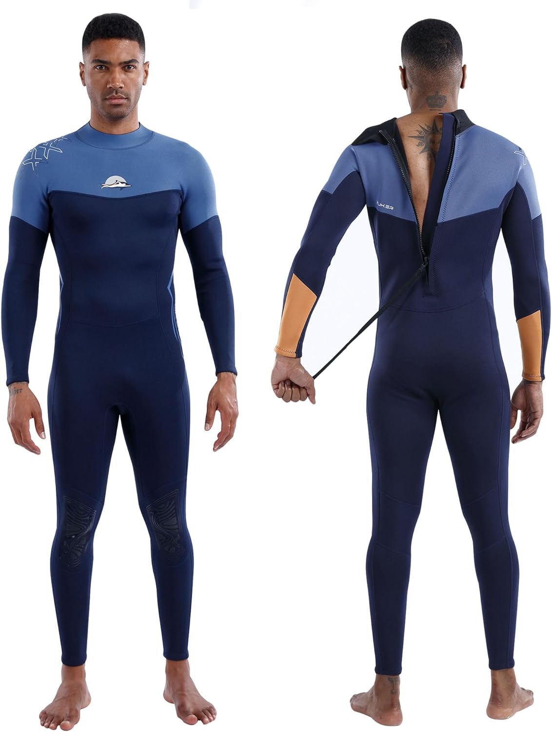XUKER Wetsuit for Men 2mm, Neoprene Wet Suits Back Zip in Cold Water Full Body Dive Suit for Water Sports