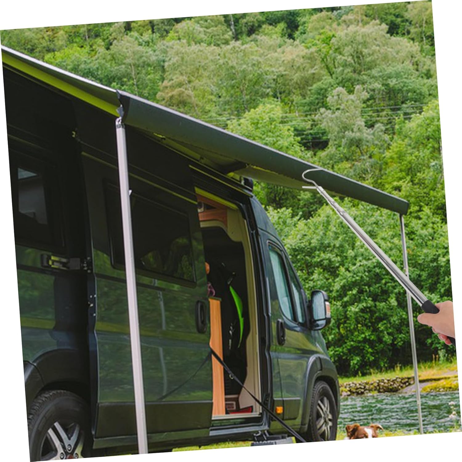 1.5m Portable Adjustable Awning Puller Reach Rod for Rv Tent and Canopy Lightweight Telescoping Design Hook for Easy Setup and Storage for Outdoor Activities