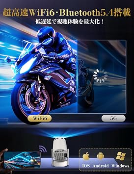 Projector, Household Use, Small, 2026 Enhanced Sound Quality, External Speaker, HDR High Dynamic Image, 30,000 LM, 270° Rotation, High Brightness, 1080P Ceiling Projection, Wi-Fi 6, Large Screen, Android TV, Bluetooth 5.4, HiFi Speaker, Automatic Keystone Correction, Zoom Function, Short Distance Projection, Lightweight, Quiet, Compatible with HDMI/Smartphone/PC/DVDs, etc. theater