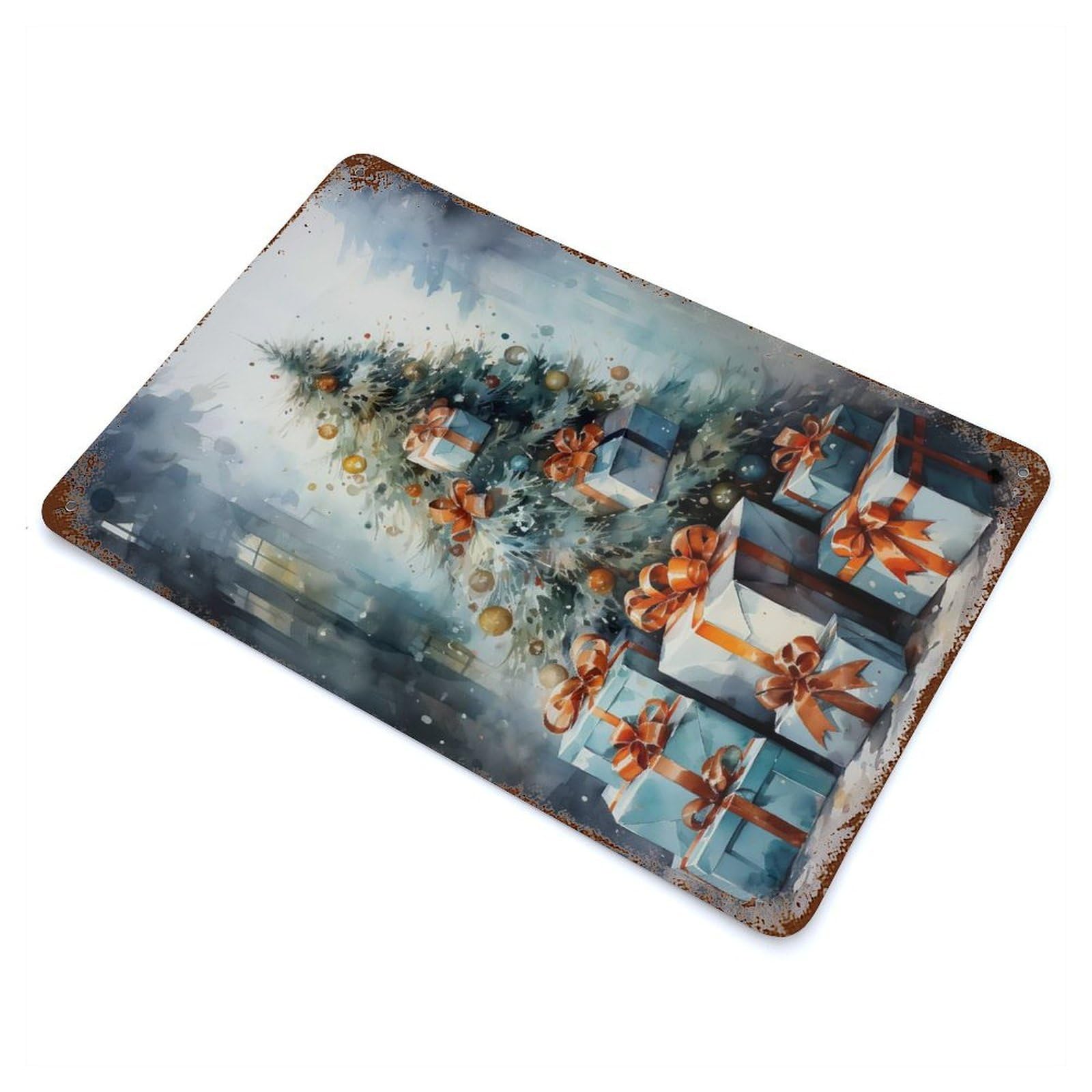 Watercolor Wonderland Rusty Metal Tin Sign 11.8"x7.9", Ideal for Farmhouse, Kitchen And Entryway Decor