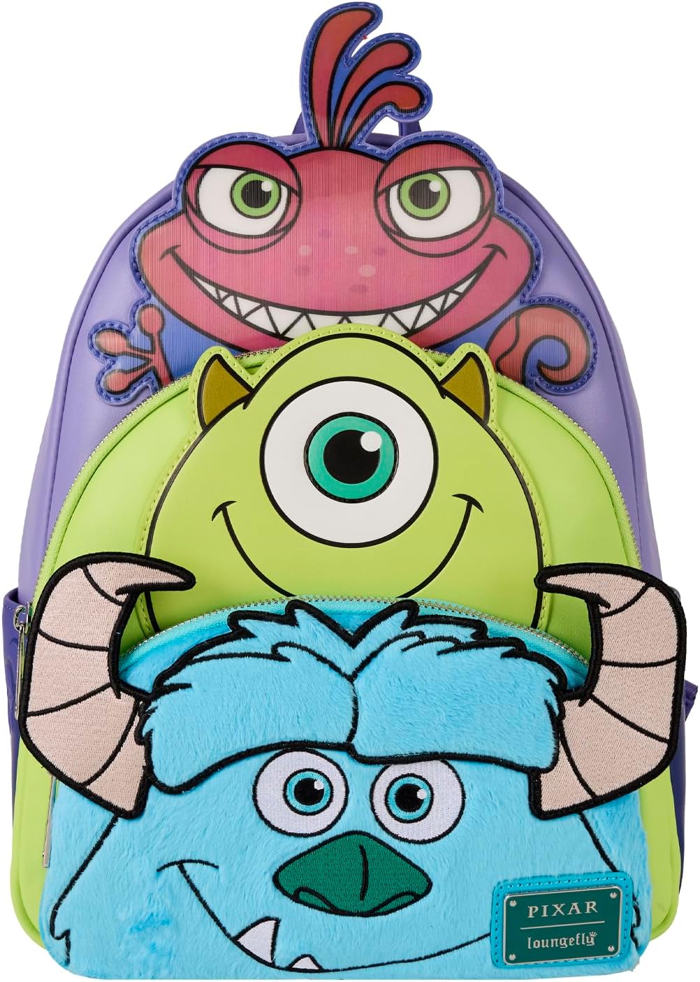 Loungefly Pixar Monsters Inc. Mike Sulley and Randall Triple Pocket Mini Backpack