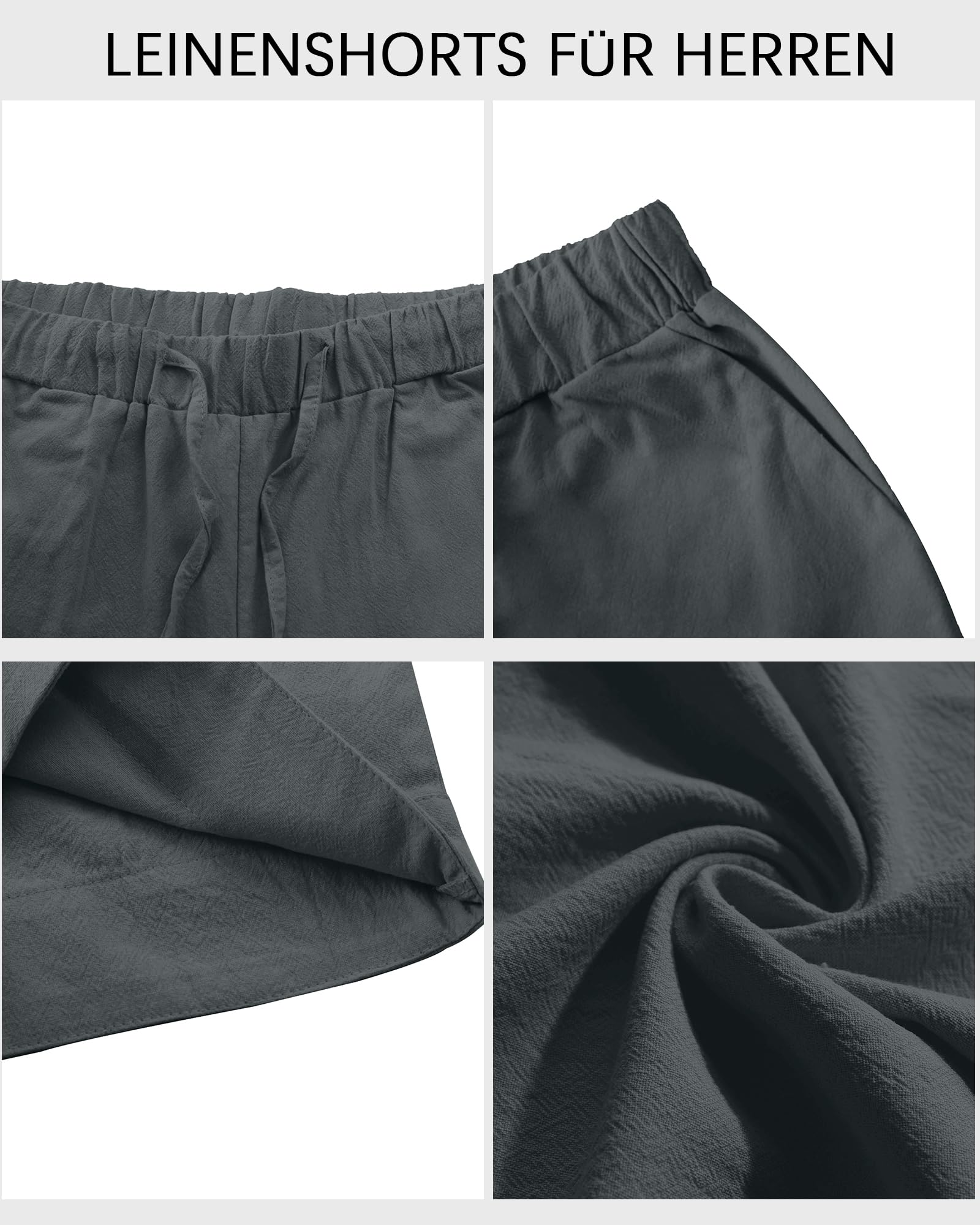 LVCBL Pantaloncini da Uomo in Tessuto di Lino, Leggeri e ariosi, vestibilità Larga, Pantaloni Corti per Il Tempo Libero M-3XL