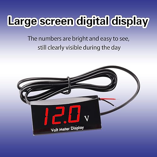 Miniatura 4 de Voltímetro digital de 12 V para monitor de voltaje, voltímetro de metal impermeable para motocicleta, voltímetro universal automotriz de energía