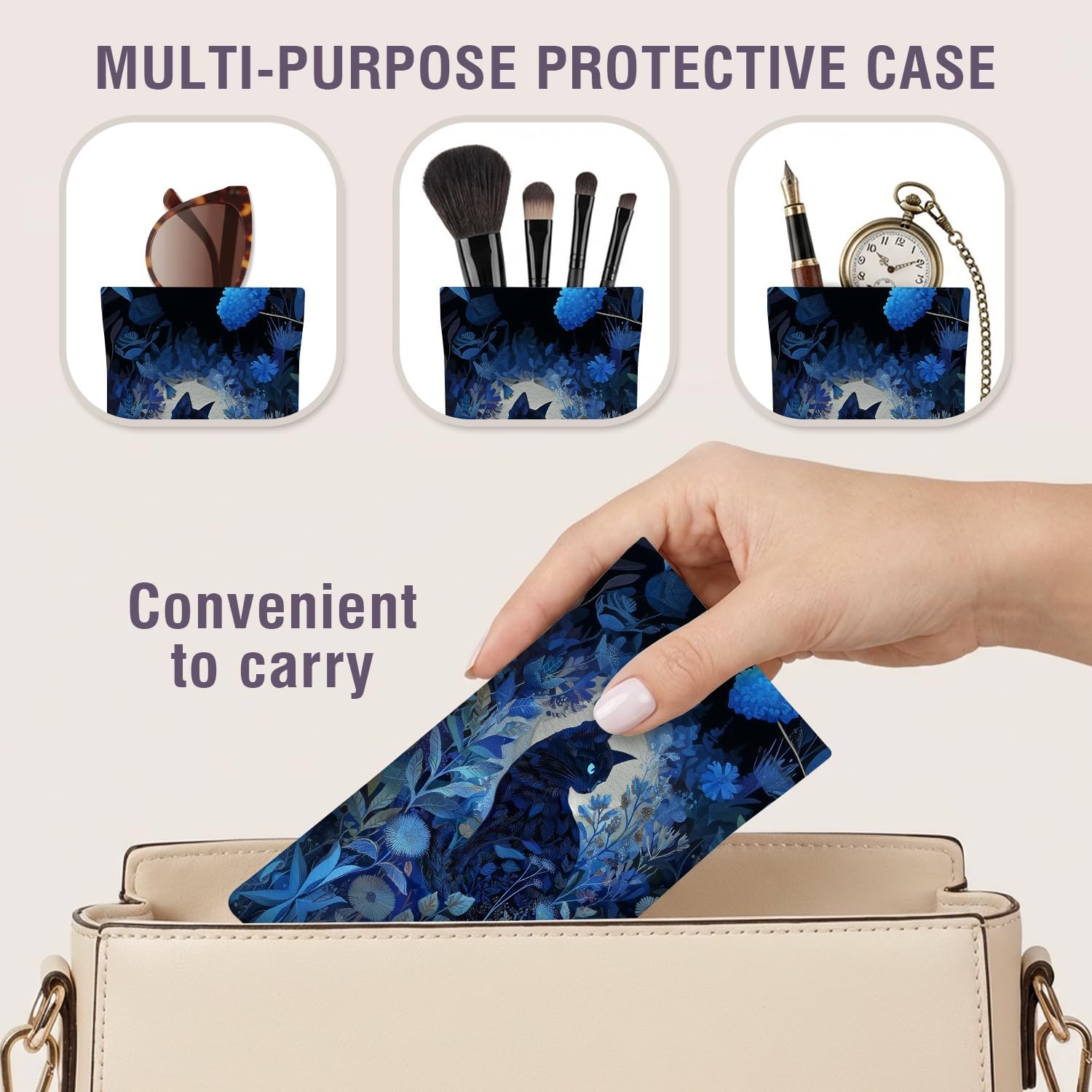 Eyeglass Case,Squeeze Top PU Leather Sunglass Case Soft Pouch Portable Glasses Bag,Eye Glass Casas for Women Men Teacher