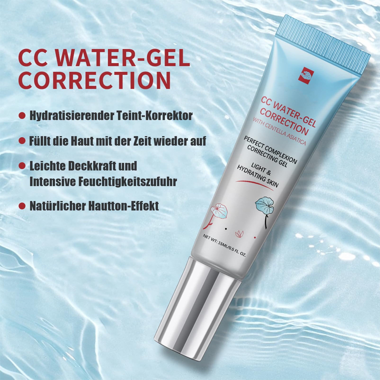 CC Cream Water z Centella Asiatica, lekki krem CC, krem do twarzy, nawilżający koreański makijaż, zmiana koloru twarzy, wyrównuje nierówności skóry ze wszystkich typów skóry
