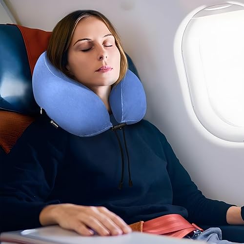 Miniatura 5 de Salvia Blue - Almohadas compactas de viaje, almohada de espuma viscoelástica en forma de U, almohadas de viaje para aviones
