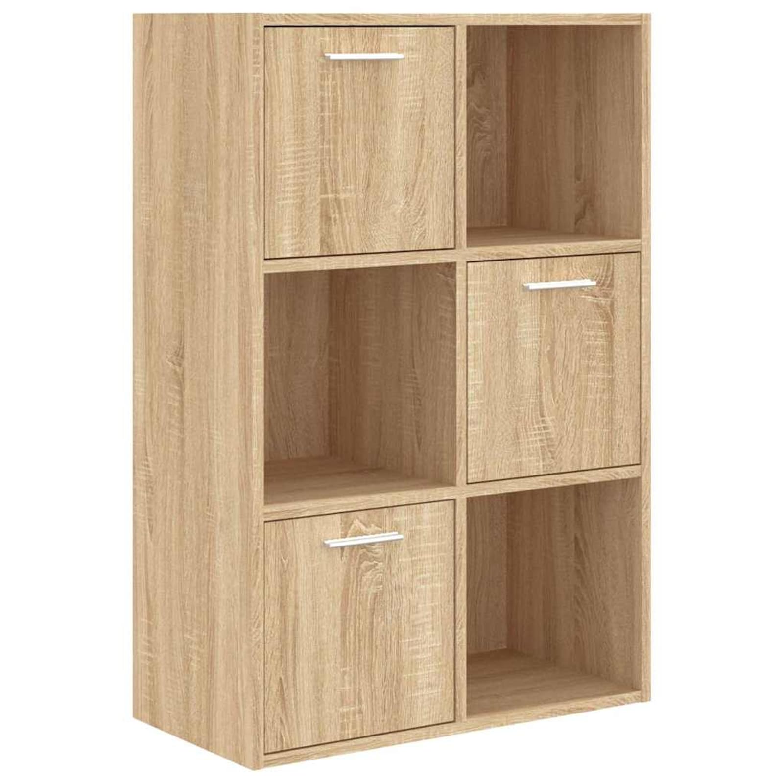 Tidyard Armadietto Rovere Sonoma 60x29,5x90 cm in Legno Multistrato 3 Ripiani Aperti e 3 con Ante per Ufficio 801137