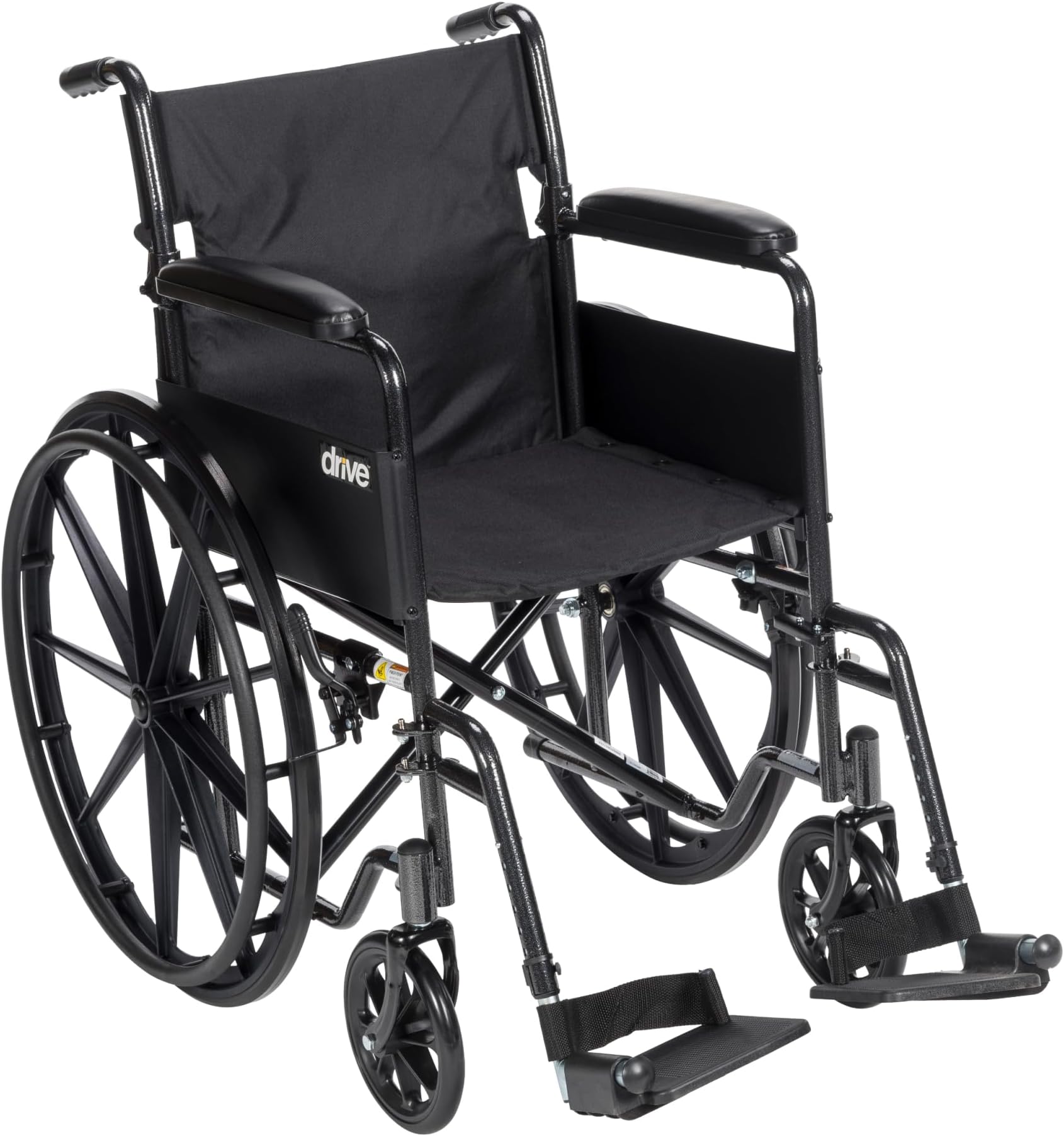 Silver Sport 1 Folding Transport Wheelchair - Lightweight Mobility Support - Full Armrests - Removable Swing-Away Footrests - Durable Steel Construction - Compact Folding Frame - Black