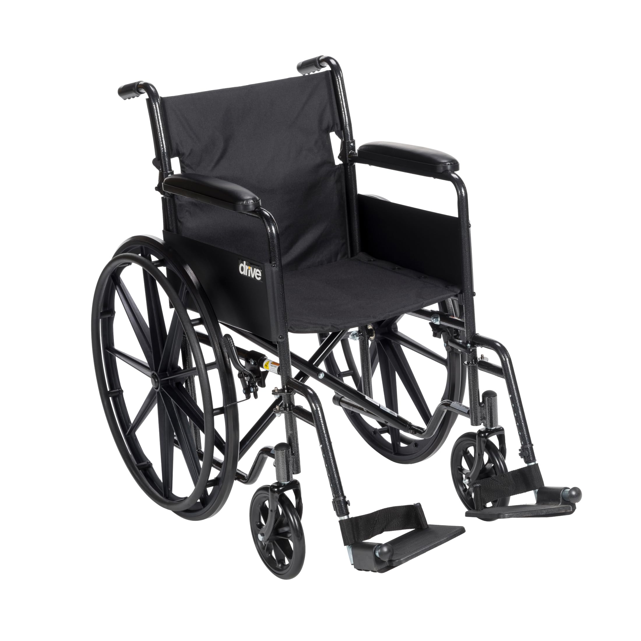 Drive Medical SSP118FA-SF Silver Sport 1 Folding Transport Wheelchair with Full Arms and Removable Swing-Away Footrest, Black