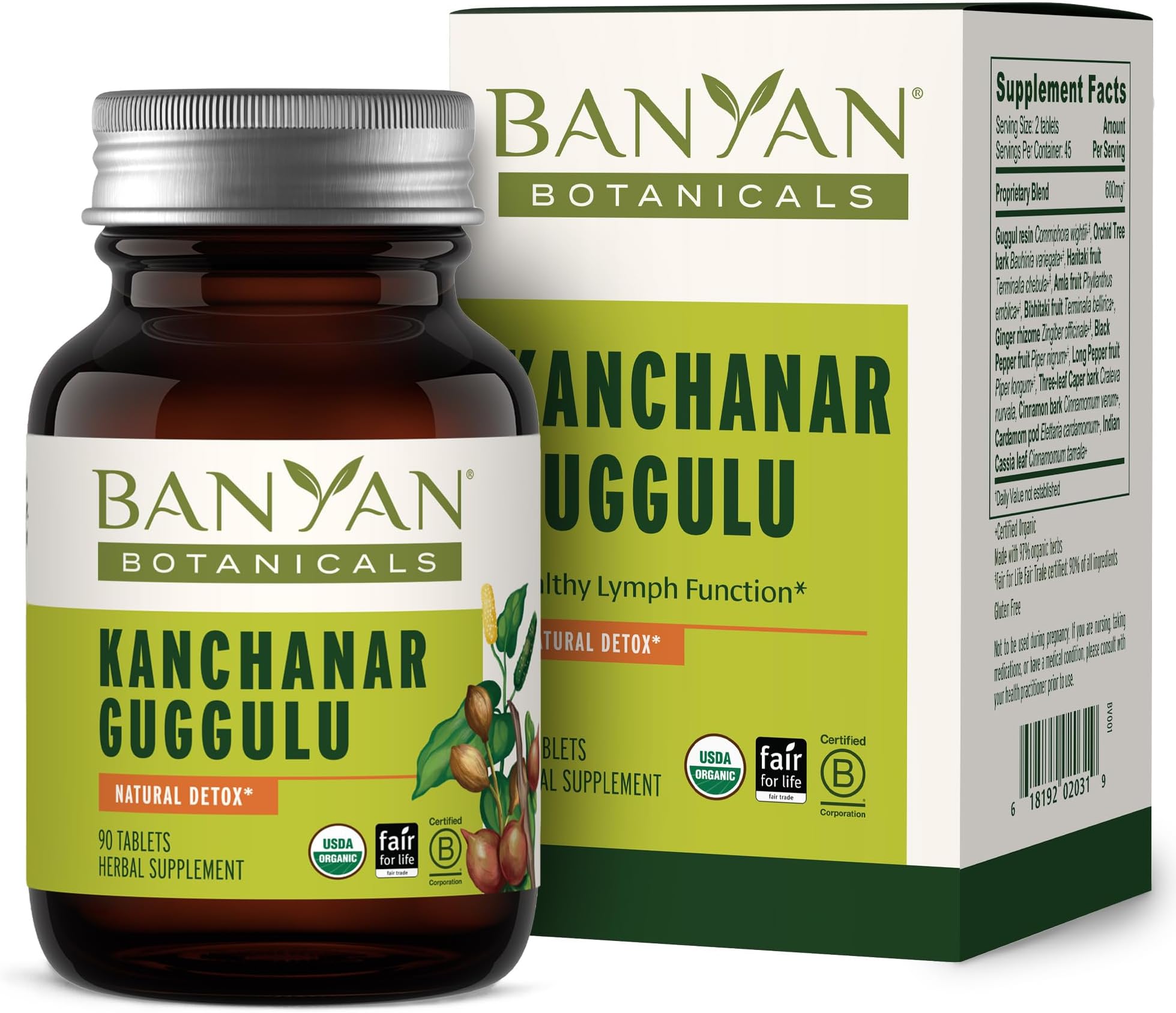 Banyan Botanicals Kanchanar Guggulu - USDA Organic - 90 Tablets - Energizing Ayurvedic Herbs for Thyroid & Lymphatic Wellness*