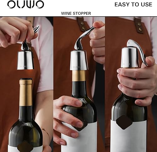 Miniatura 3 de OUWO Tapón de botella de vino tapón de vino con tapón de silicona para vino reutilizable protector de vino corcho de vino superior a prueba de fugas