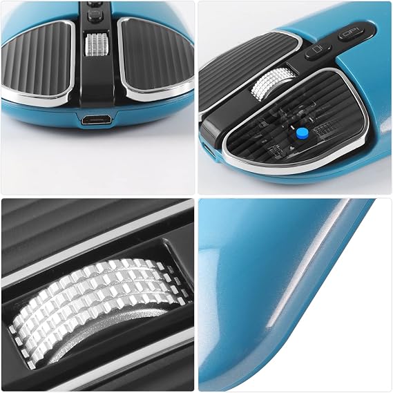 Computer Mouse Wireless,2.4G Rechargeable Cordless Mice with USB Nano,Silent Clicking Buttons,Ergonomic Rechargeable Optical Mouse Type-C/USB-A Receiver for PC,Laptop,Notebook (Blue)