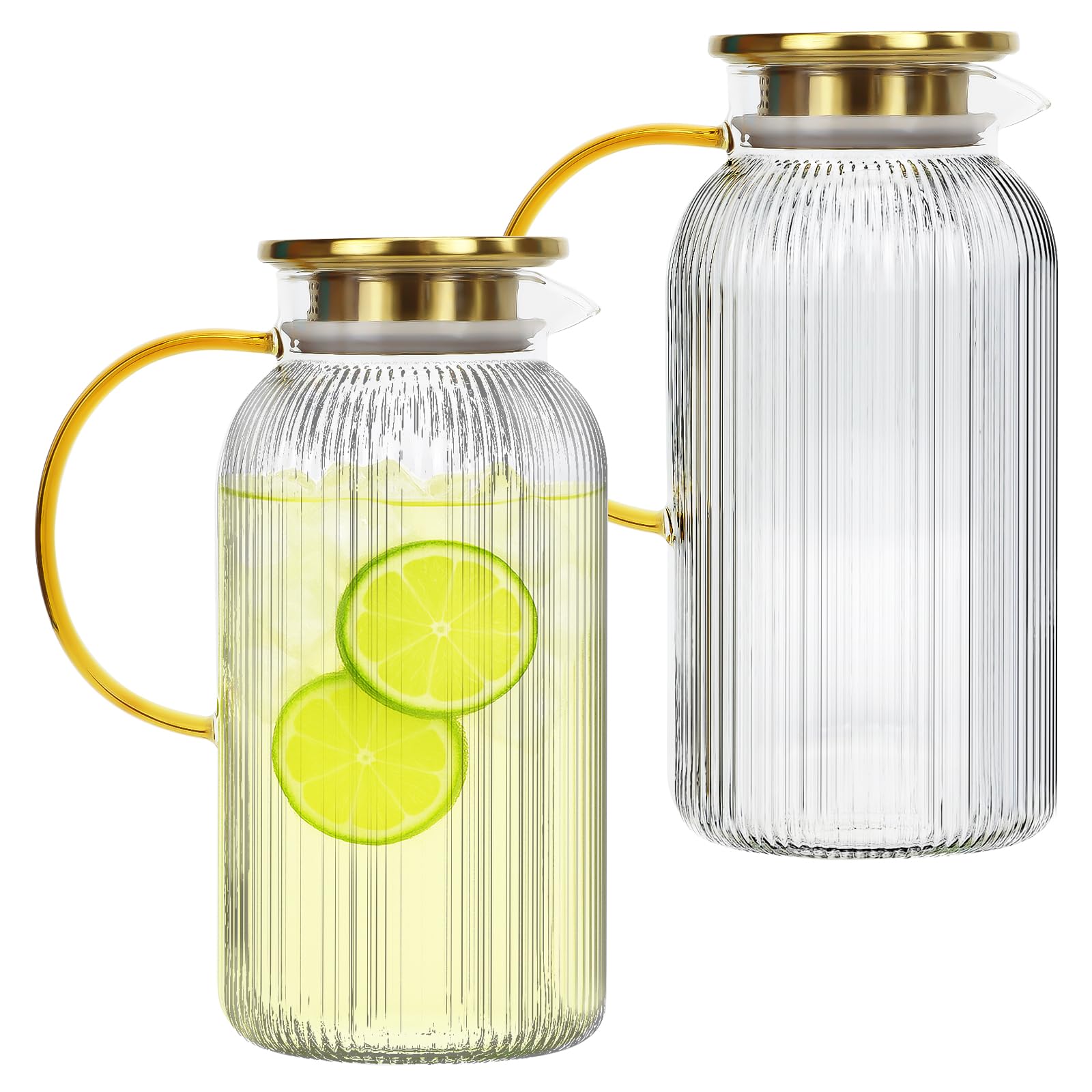 Pichet à eau en verre anti-choc thermique lot de 2 carafes de 2L