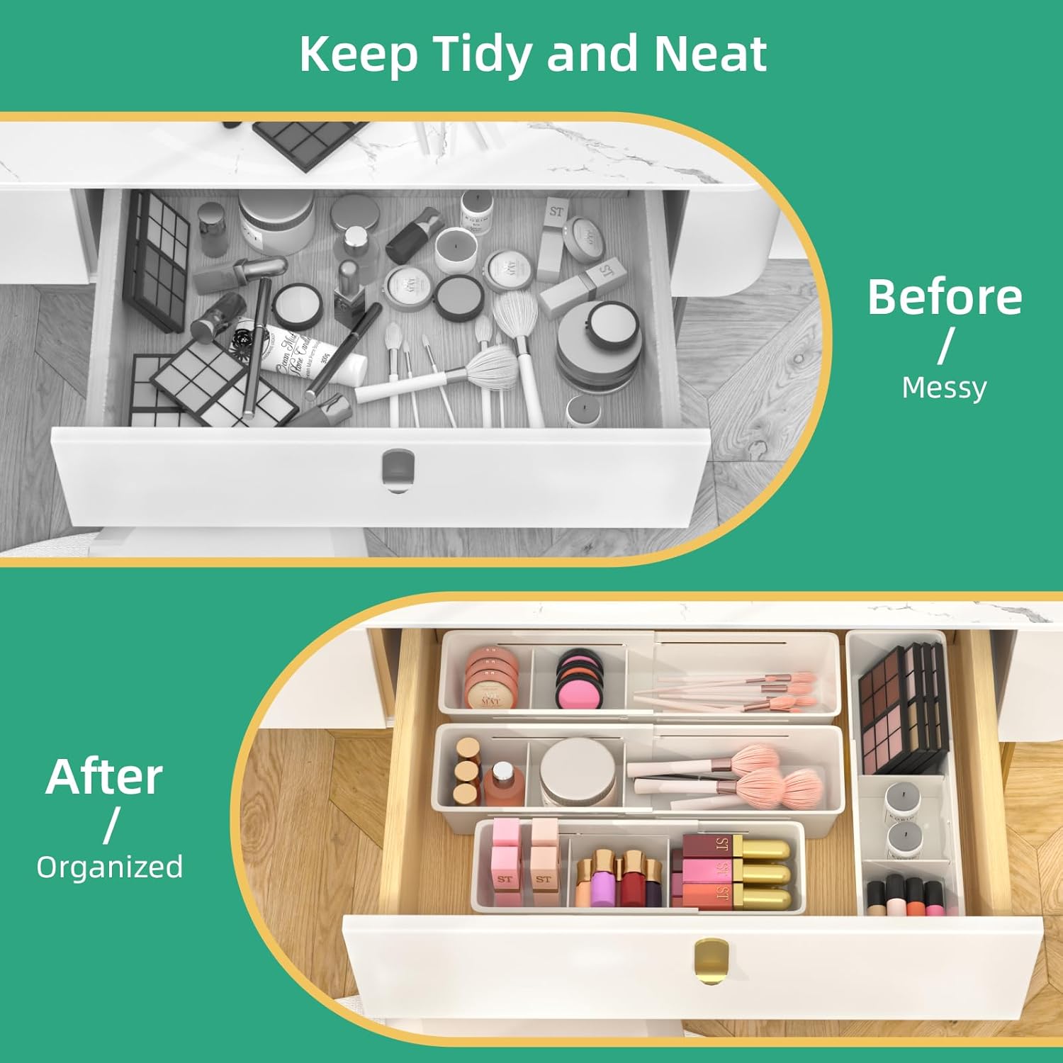 6set Stick Ball Vest Dodge Ball Game+4Pack Expandable Desk Drawer Organizer