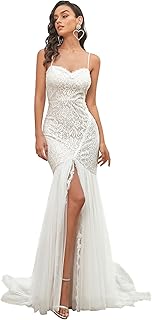 Anuncio patrocinado: Ever-Pretty Vestido de Novia Blanco Sin Mangas Siren Civil Encaje con Abertura Fiesta EH90355-P