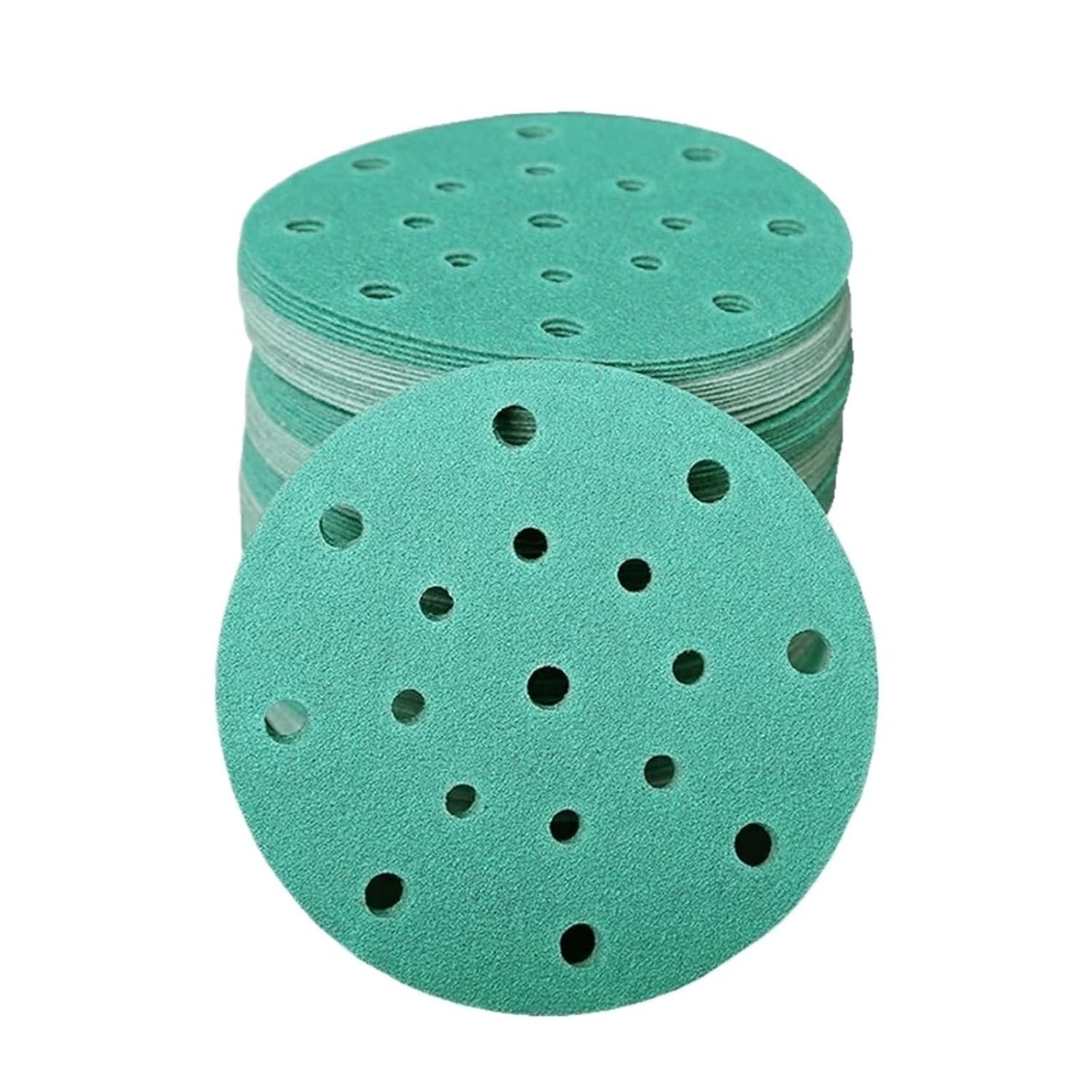 50/100PCS Green 6-Inch (150MM) 17-Hole Sandpaper – Round Flocking 80-400 Grit Abrasive for Sander