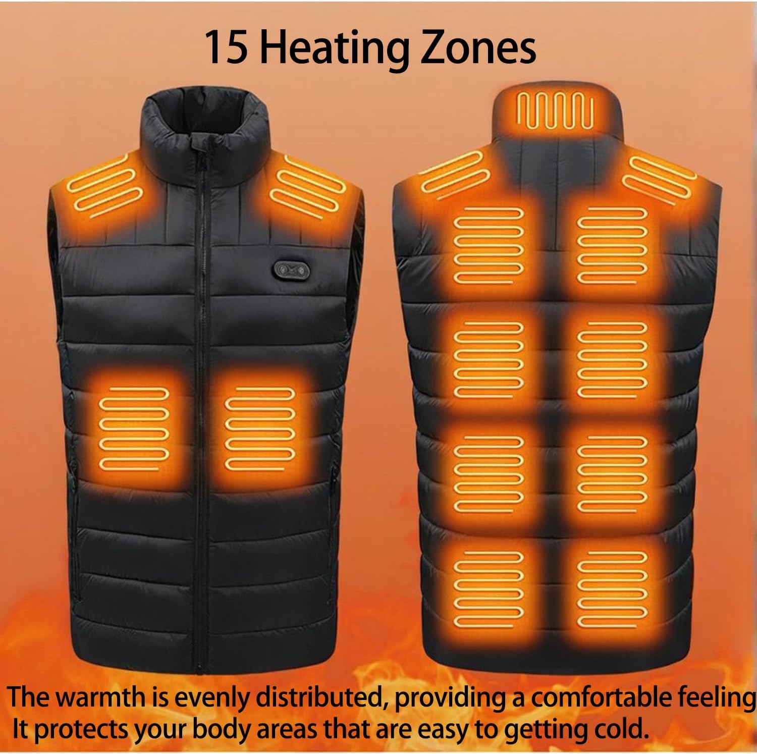Heated Vest for Women Men with Battery Pack,Unisex Winter Warm Vest with 15 Heat Zones Windproof for Outdoor