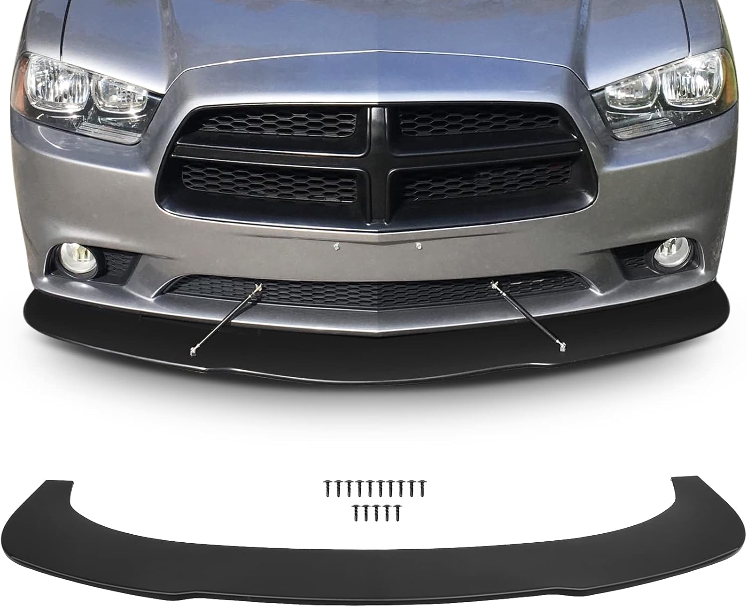 SCITOO Front Lip Spoiler 67" x 21" Universal Front Bumper Protector Matte Black V2 Style Front Bumper Lip