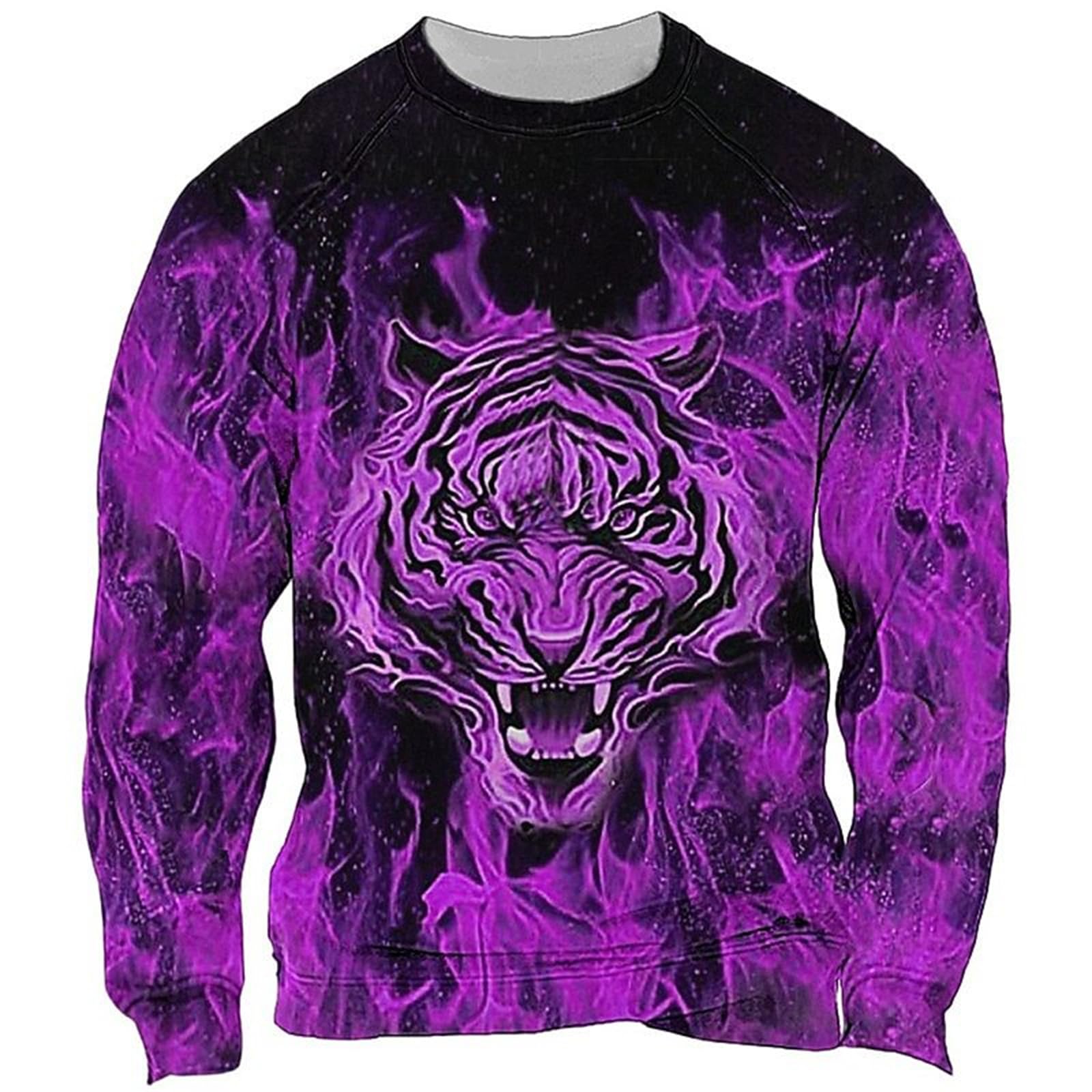 Famesale Men's # 4 Sweatshirt Animal Tiger 3D Printed Hoodie Pullover Long Sleeve T-Shirt Distressed Motorcycle Racing Tops