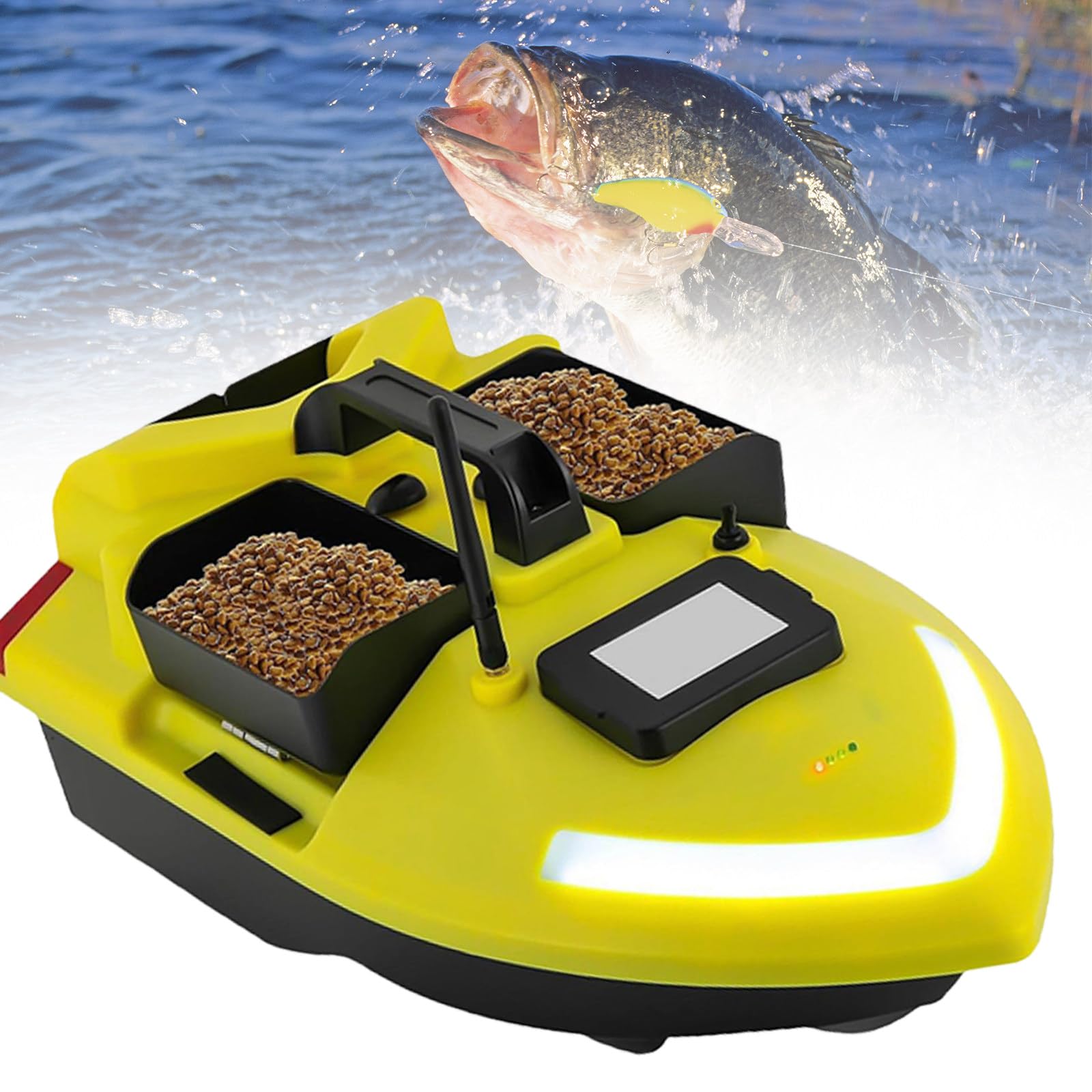 Łódź zanętowa GPS 500m, łódź do zanęcania, łódź do połowu karpi, echosonda, zapasowa bateria 12000mAh, automatyczny tempomat, 49 x 26,4 x 28,1 cm,12000mAh