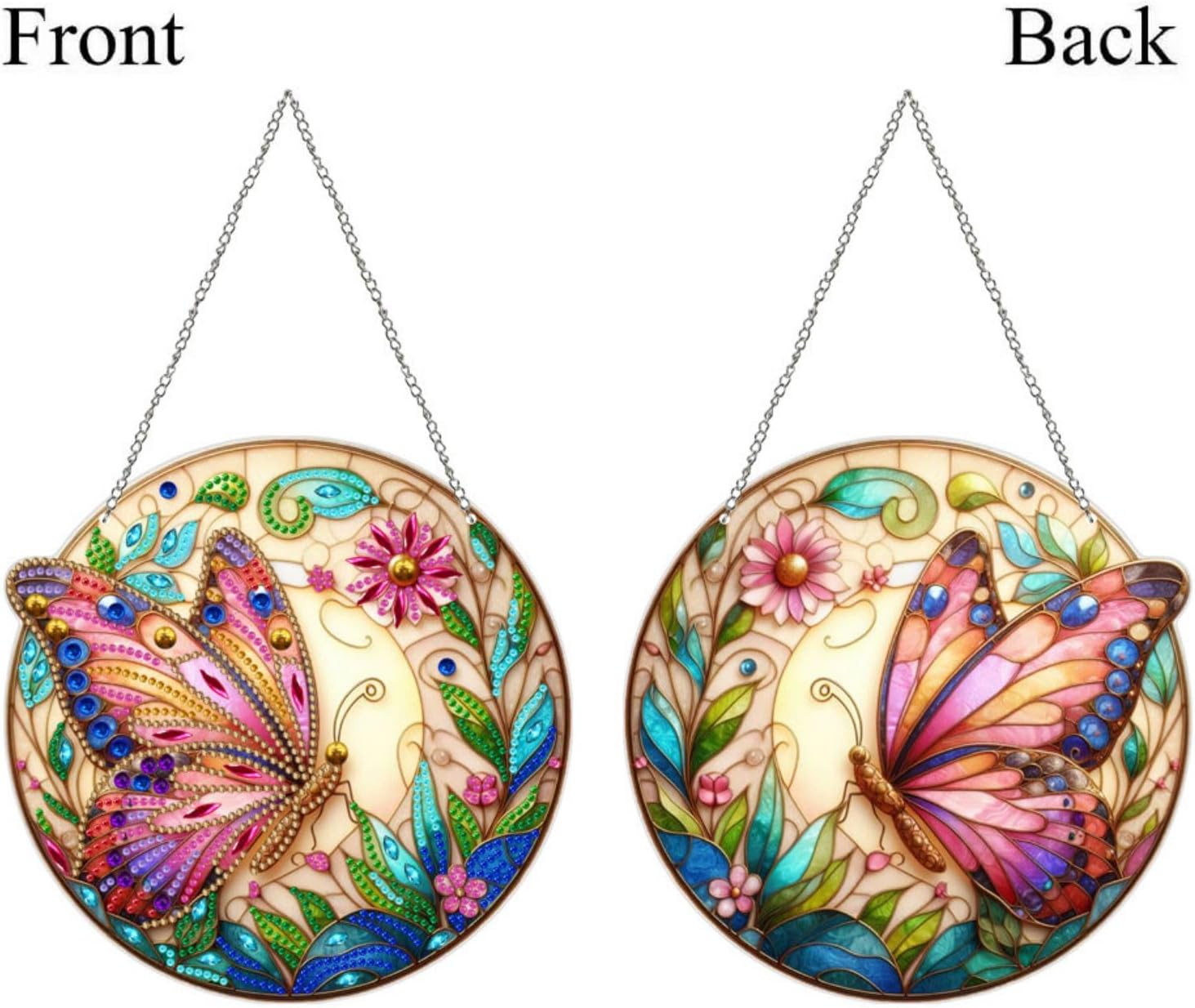 ARTopet 4Pcs DIY Diamond Pendant Ornament Animal Double-Sided Pattern Special Shaped Crystal Diamond Art Painting Hanging Single Sided for Home Garden Wall Door Decor