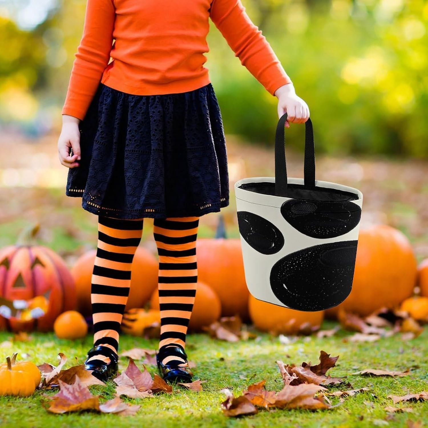 Black And White Paw Print Large Capacity Candy Bags, Halloween Basket image 2