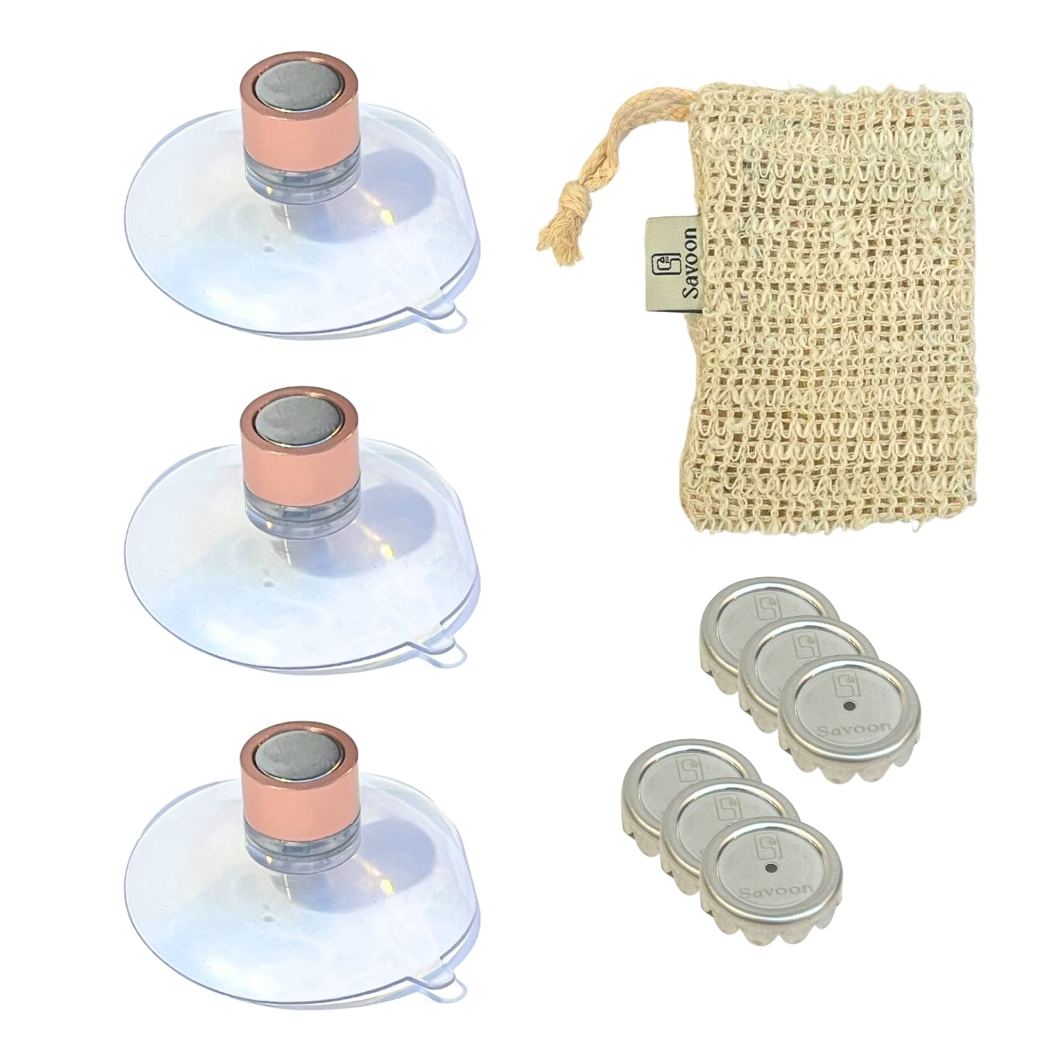 Lot De 3 Porte-Savon Aimanté Rose Or - Fixation Ventouse Sans Percage - Acier Inoxydable