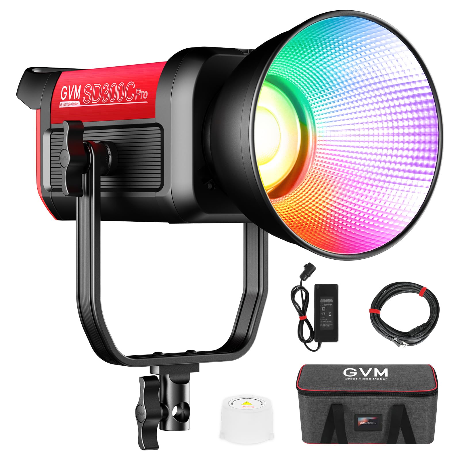 GVM Lampe Video RGB 300C, Luce Studio 300W per Registrazione Film, 16 Effetti, Illuminazione Fotografia 2000K-10000K con Attacco Bowens e Controllo DMX