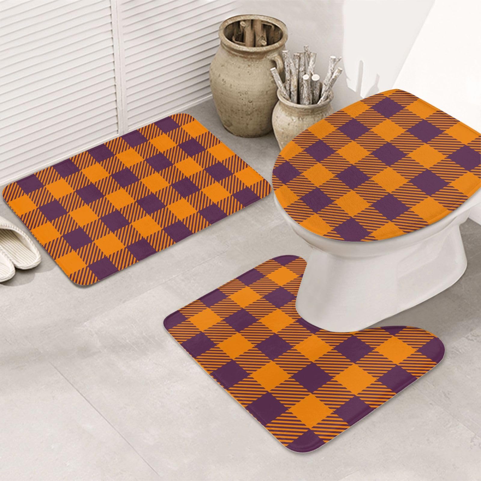 Badteppich-Set, 3-teilig, weich, rutschfest, extra weich, saugfähig, waschbar und trocken
