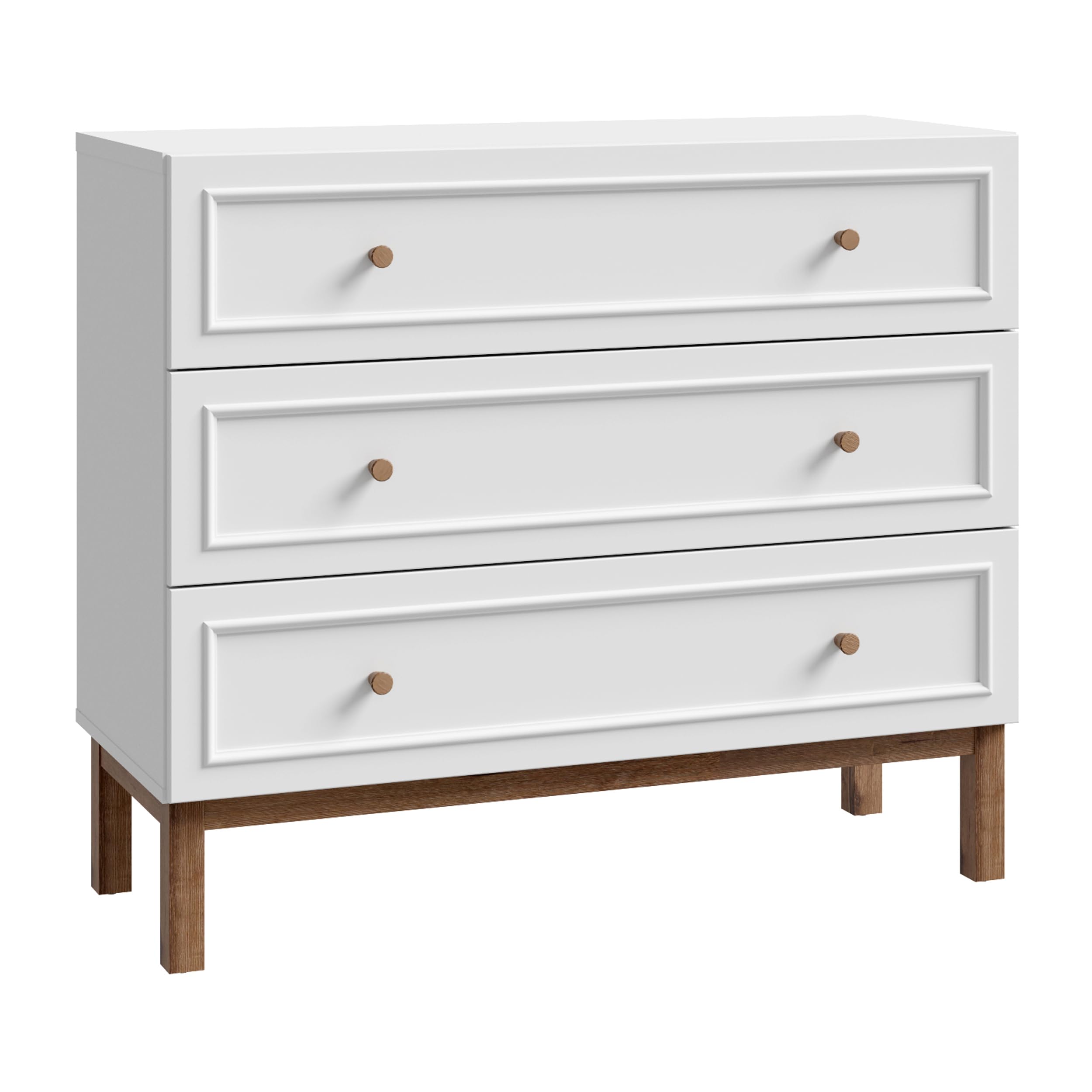 Forte PENKRIDGE Elegante Kommode 100, Kommode mit 3 Schubladen, Modernes Sideboard, Secret Grey/Schlammeiche Holzdekor, 100,2 cm breit x 85,4 cm hoch x 41,7 cm tief