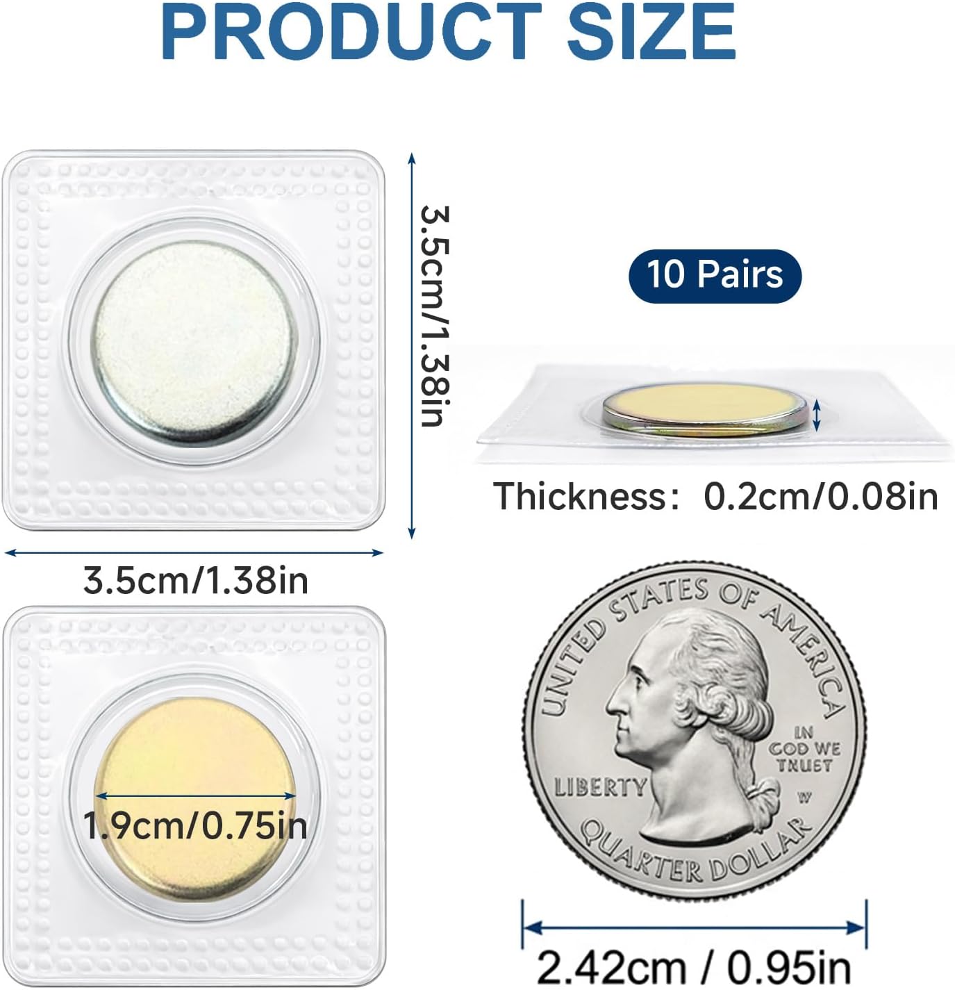 10 Pairs Hidden Magnetic Snaps Closures for Sewing Large 1.34 x 0.75 in PVC Sew in Magnetic Fasteners for Clothing Purses Bags Wallets and DIY Craft Projects