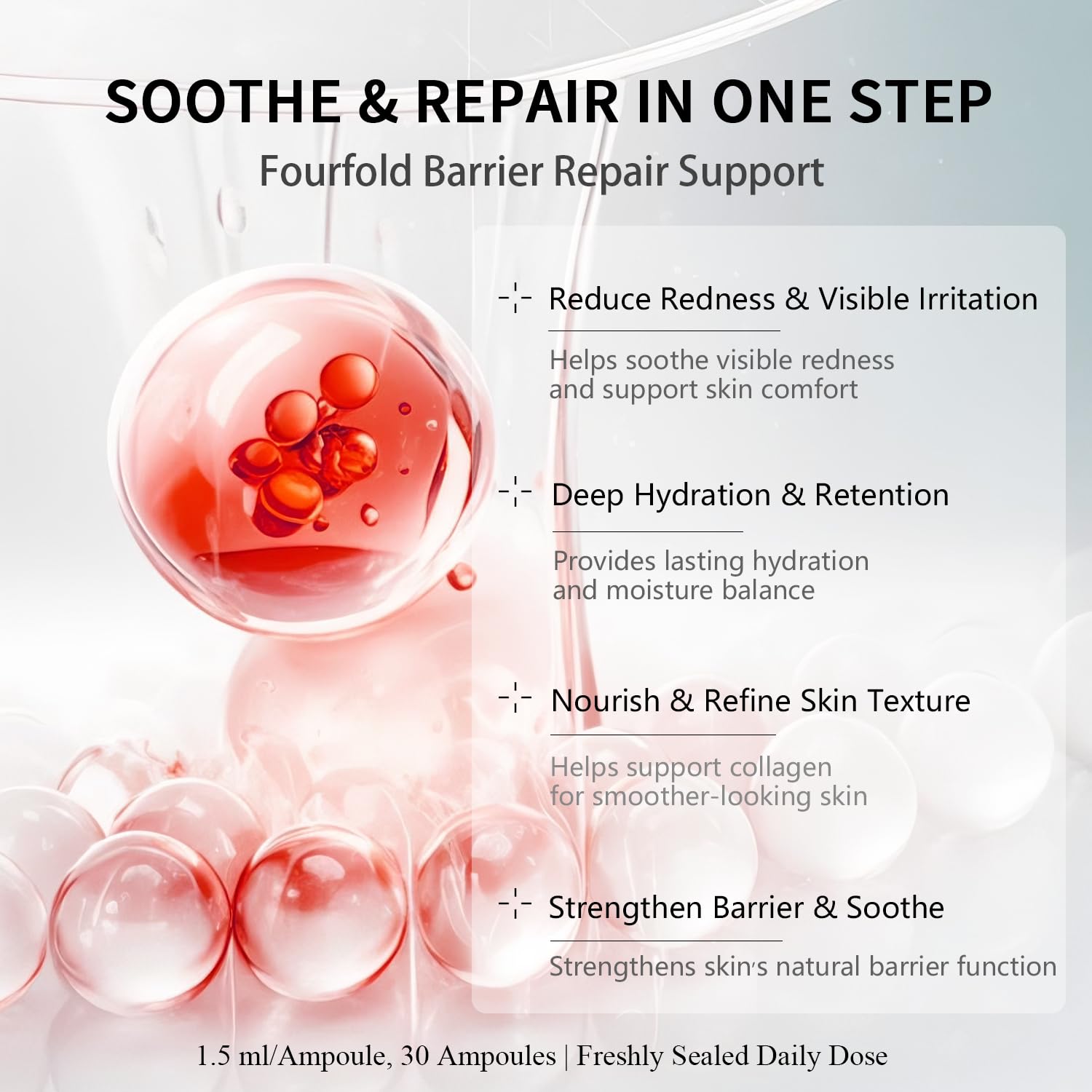 Vitamin B12 Serum for Face - Vitamin B Complex Ampoule with Glutathione,Hyaluronic Acid, Glycine&Arginine,Antioxidant Brightening Hydrating Face Serum for Dry,Sensitive Skin,1.5ml x 30 - Image 3