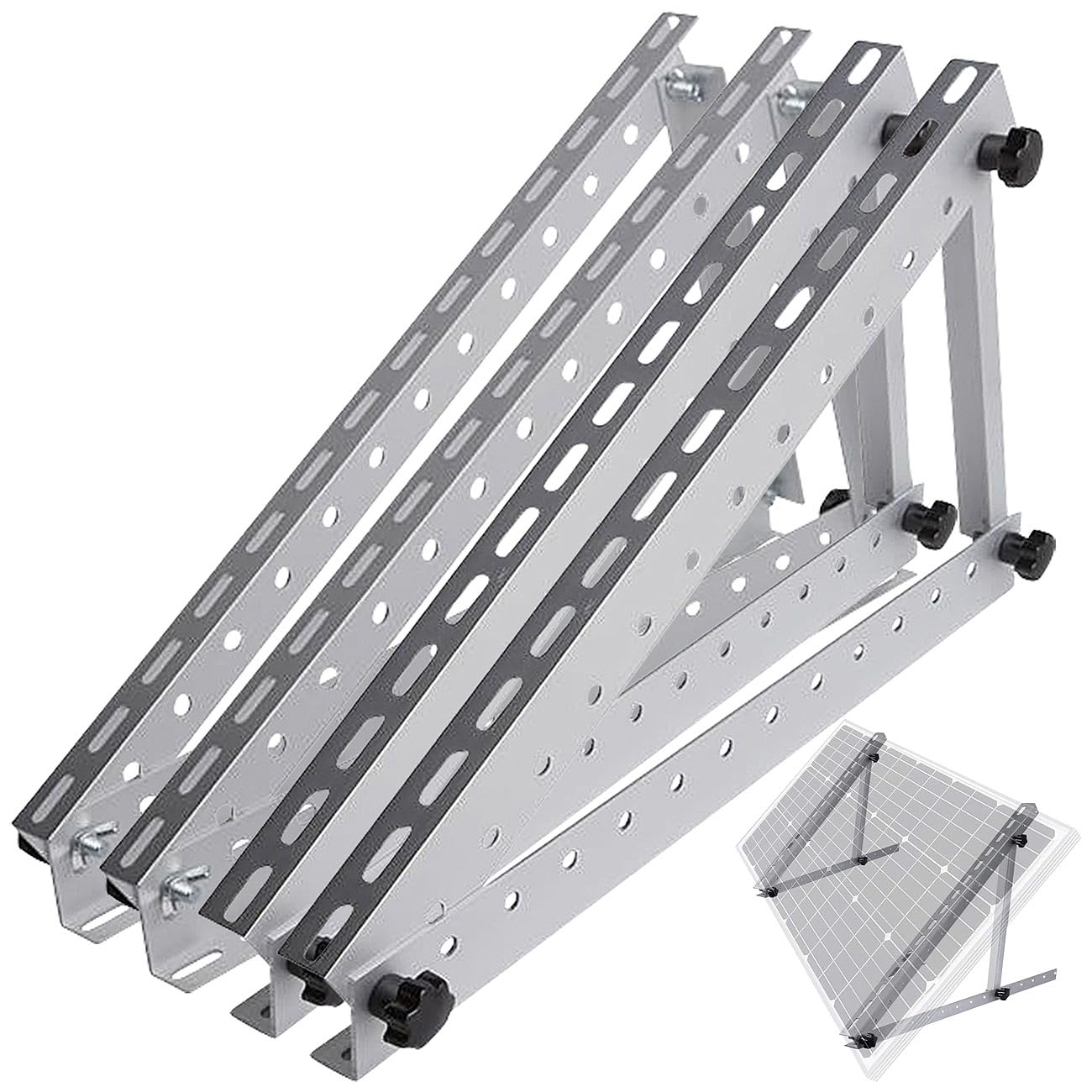 revolt Supporto Solare: Set da 2 Supporti per Pannelli solari in Alluminio, Fino a 150 kg, Materiale di Montaggio (Supporto Solare Regolabile, Pannello angolato, PV)