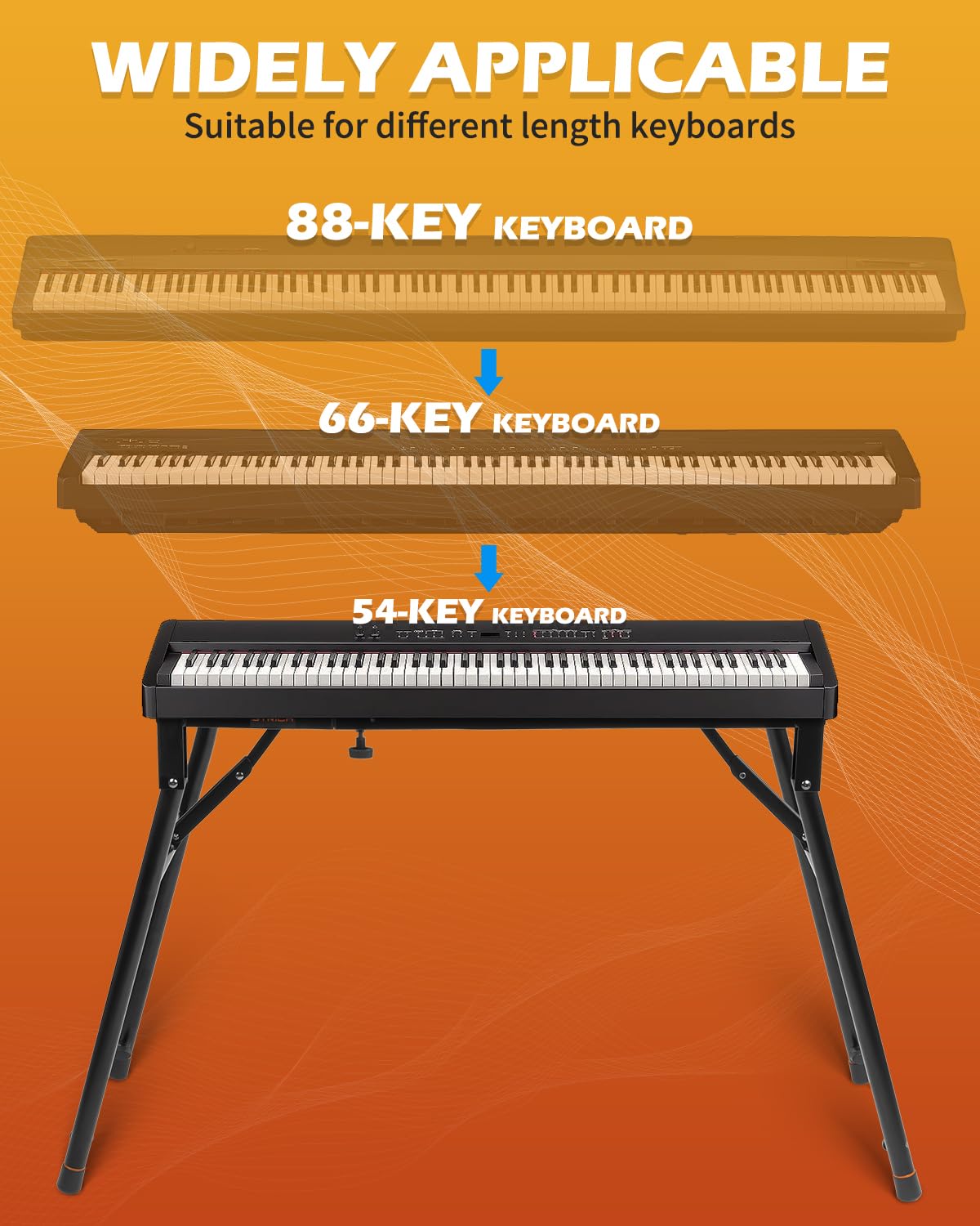 STRICH Set di supporto e panca pieghevole per tastiera e pianoforte digitale, portatile, per pianoforti elettrici a 54-88 tasti e panca regolabile per pianoforte, sedile per tastiera musicale, sedia