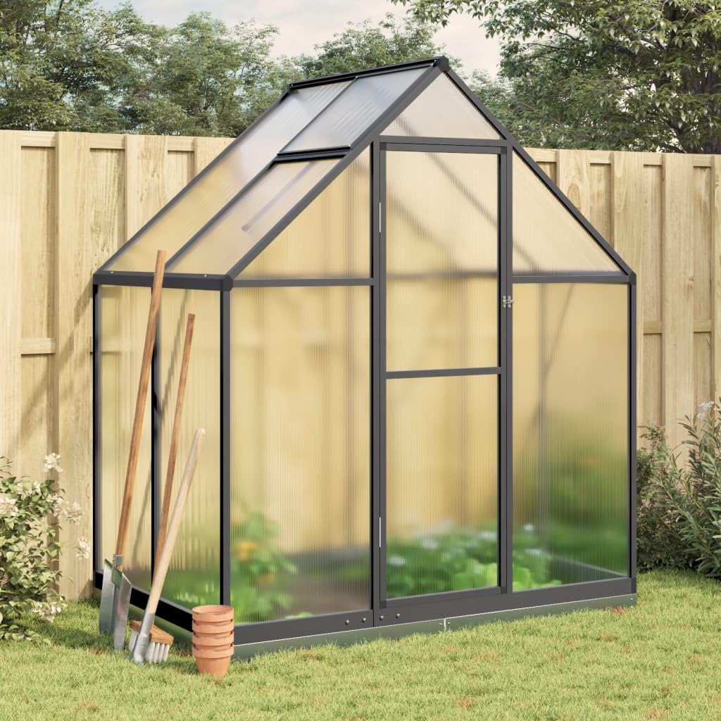 LAPOOH Gewächshaus mit Fundamentrahmen Anthrazit 169x114x202 cm Alu, Frühbeet, Tomatenhaus, Treibhaus, Greenhouse, Garten Zubehör - 4005827