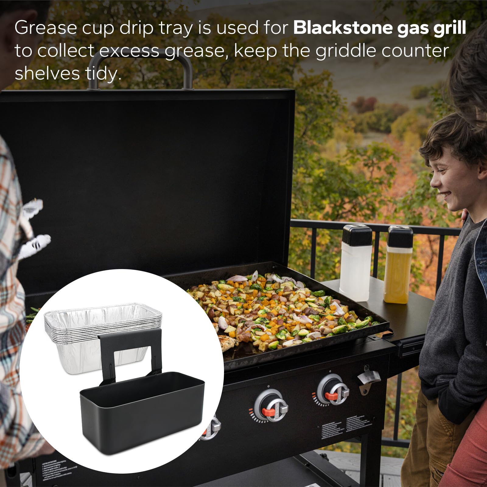 Porta-grasso per piastra Blackstone con rivestimento per tazza di grasso