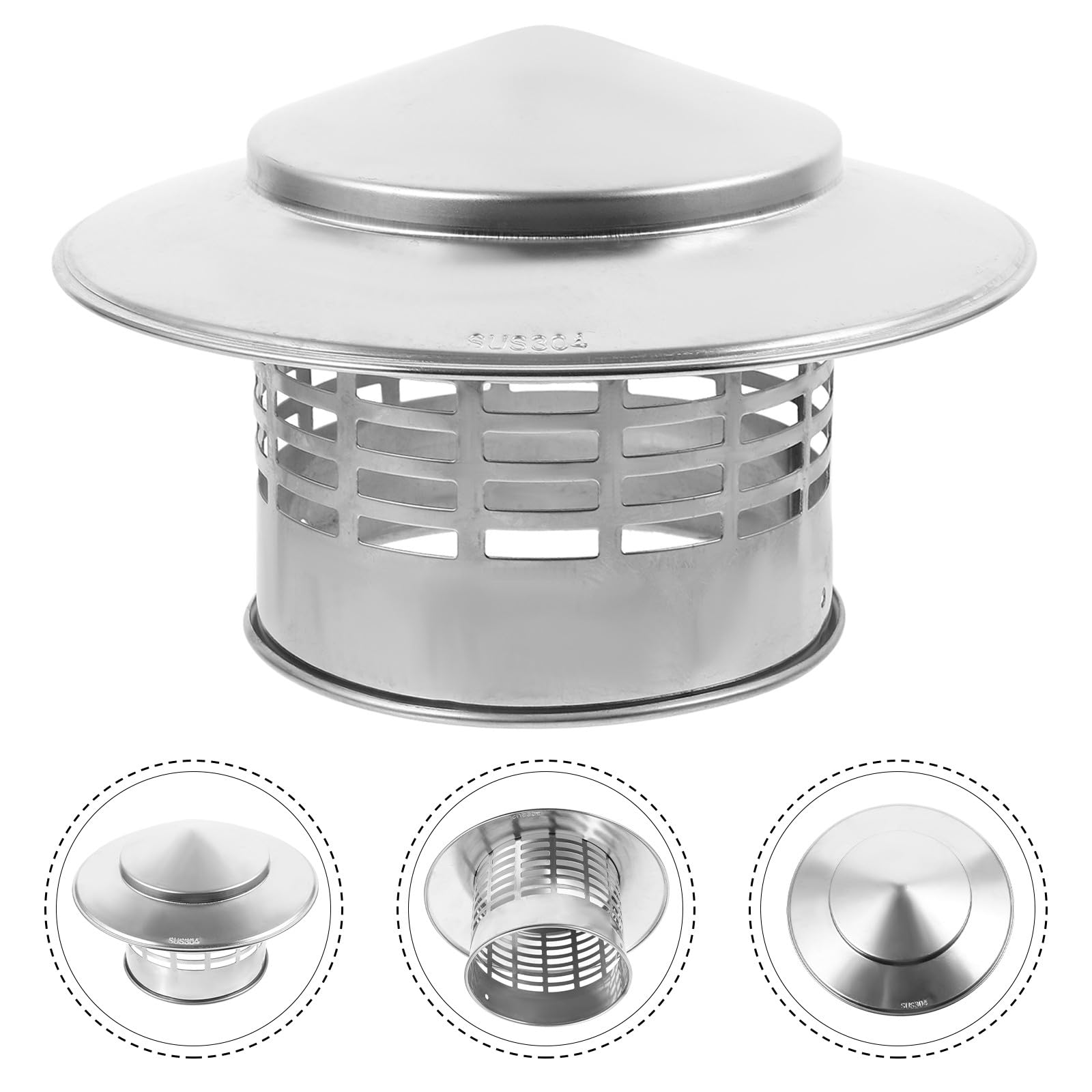 Sombrerete de Ventilación para Techo de 110 MM en Acero Inoxidable 304, Cubierta para Conductos de Humo y Sistema de Escape en Espacios Residenciales