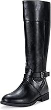 Vepose Womens Knee High Riding Boots Buckle Zipper Tall Boots Comfortable with Wide Calf and Wide Widths