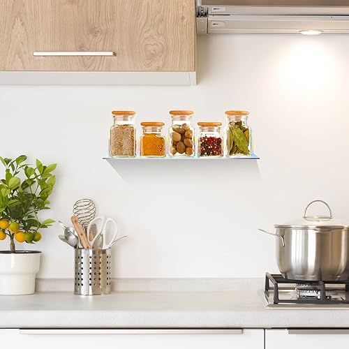 Miniatura 5 de Blulu 8 estantes flotantes de acrílico, estante invisible para montar en la pared para plantas, libros, imágenes, registros de maquillaje en la sala