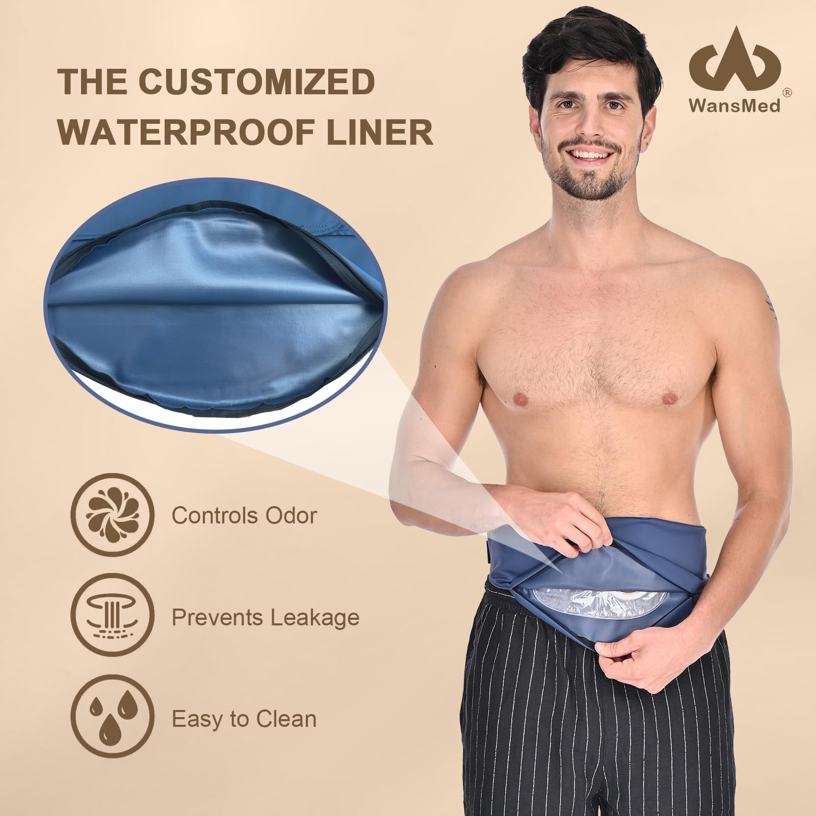 Fundas para bolsas de ostomía para hombres y mujeres, elegante cinturón de ostomía para deportes y uso diario, compatible con todas las bolsas de colostomía, azul-XL