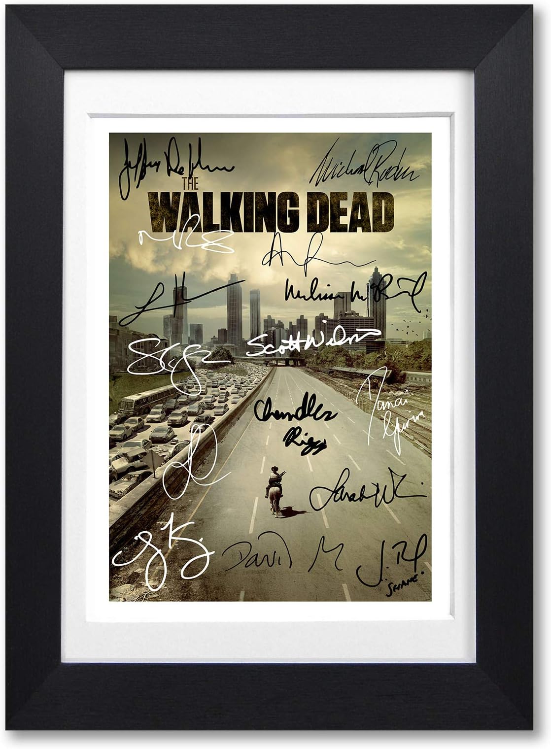 The Walking Dead Full Cast Signed Autograph Signature A4 Poster Photo Print Photograph Artwork Wall Art Picture Present Memorabilia Gift (A4 Black Framed & Mounted)