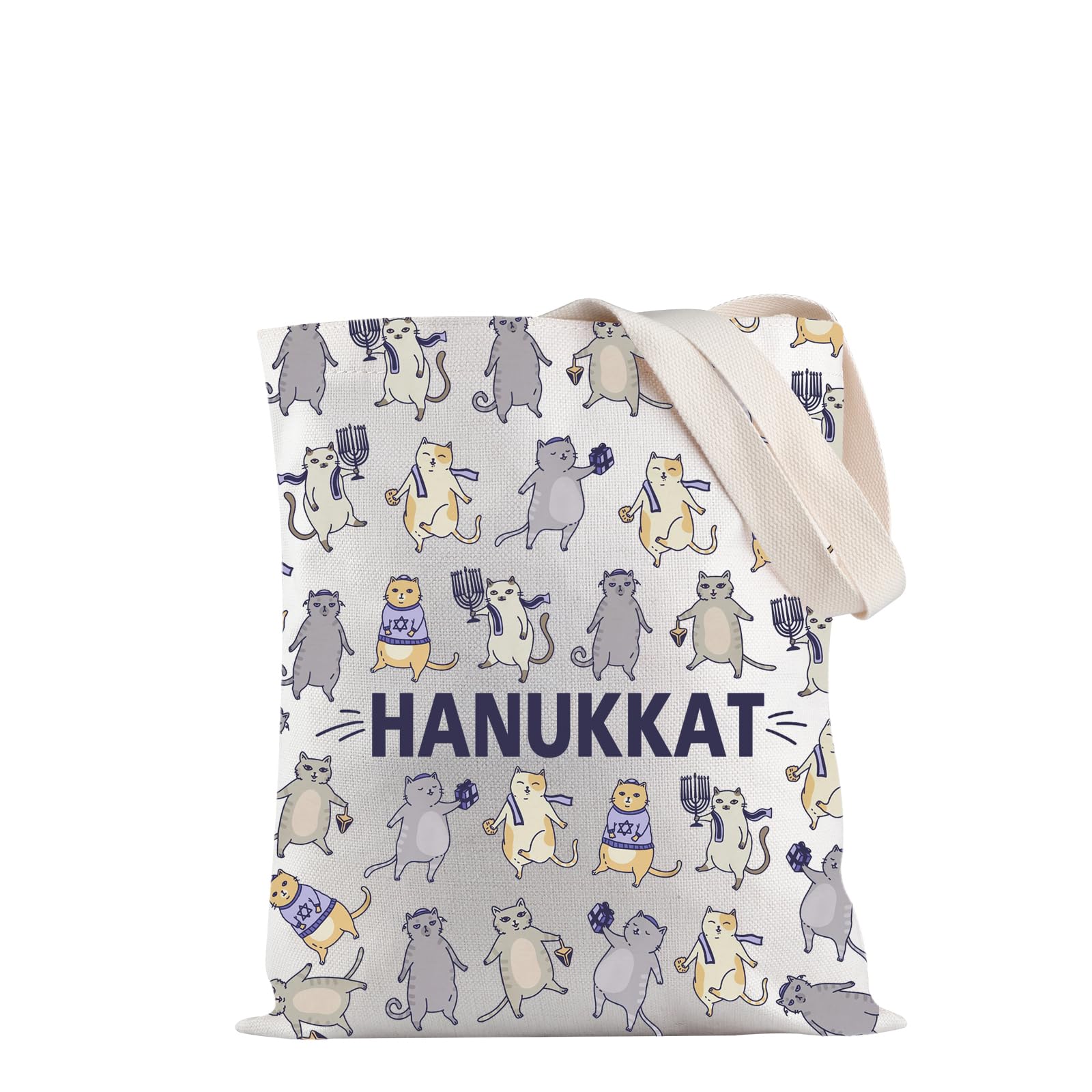 Sac cabas Hanoukka chat en coton grand format pour courses - 8
